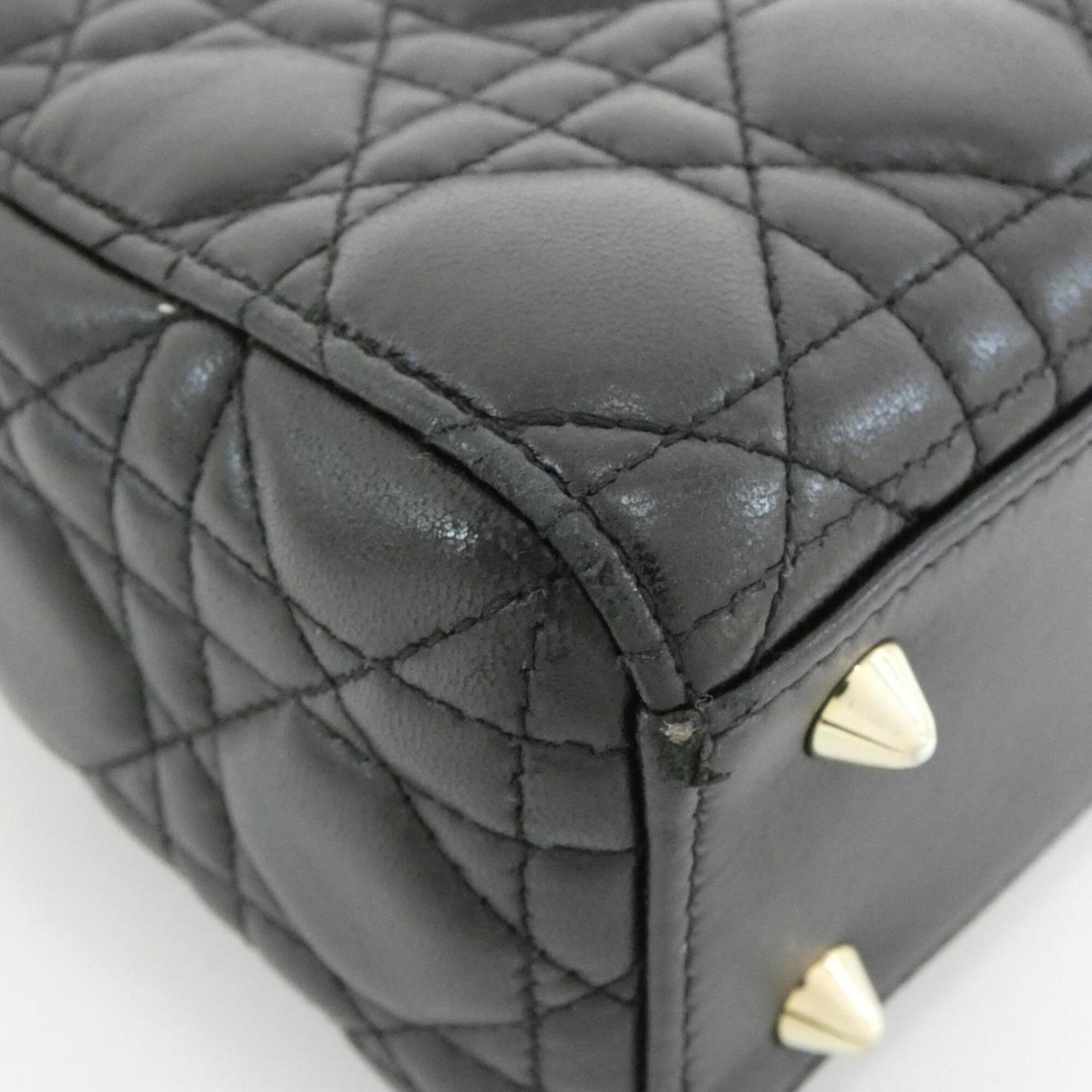 Christian Dior Lady Dior Black Leather Handbag (Pre-Owned)