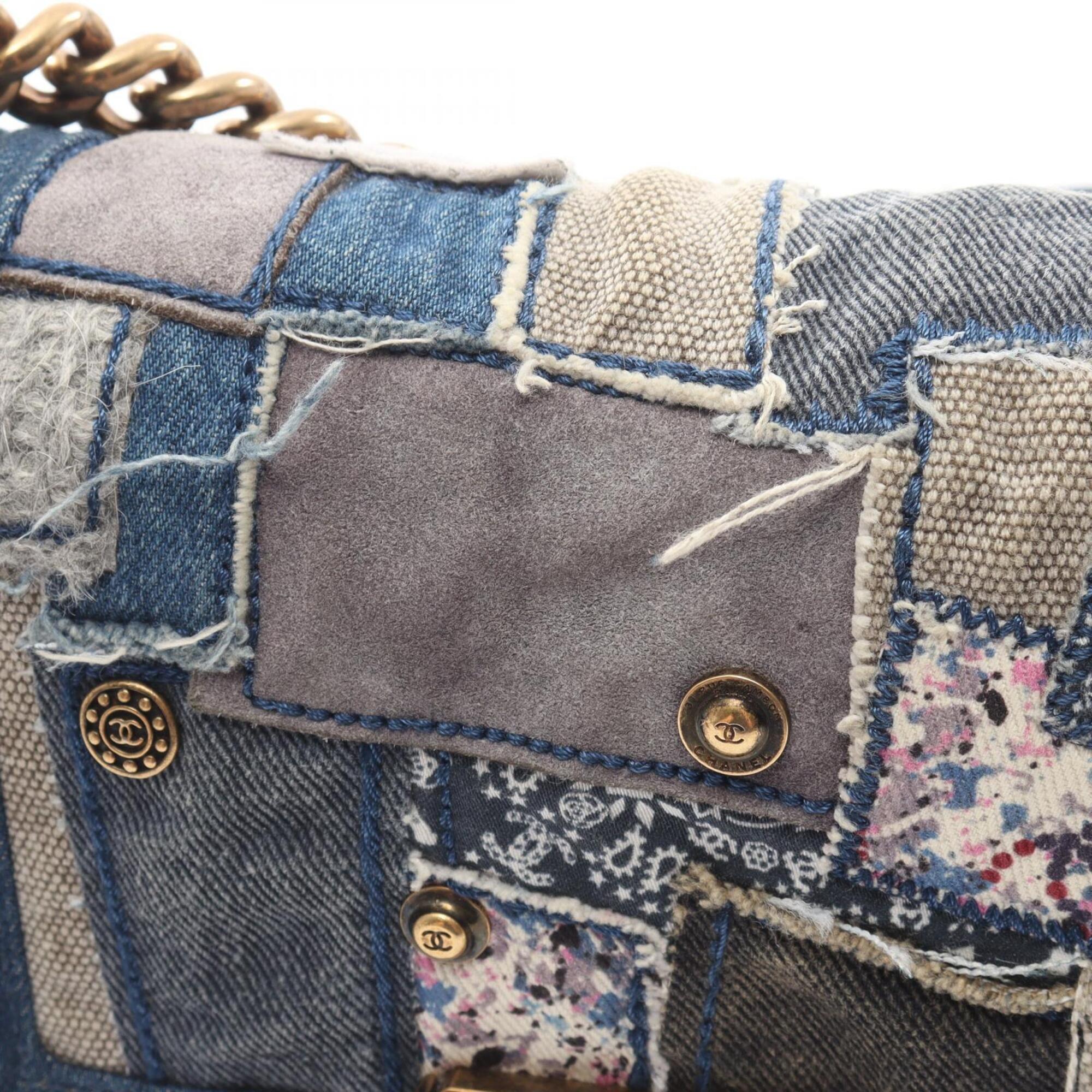 Chanel Blue Ivory Multi-Color Denim Handbag Shoulder Bag (Pre-Owned)