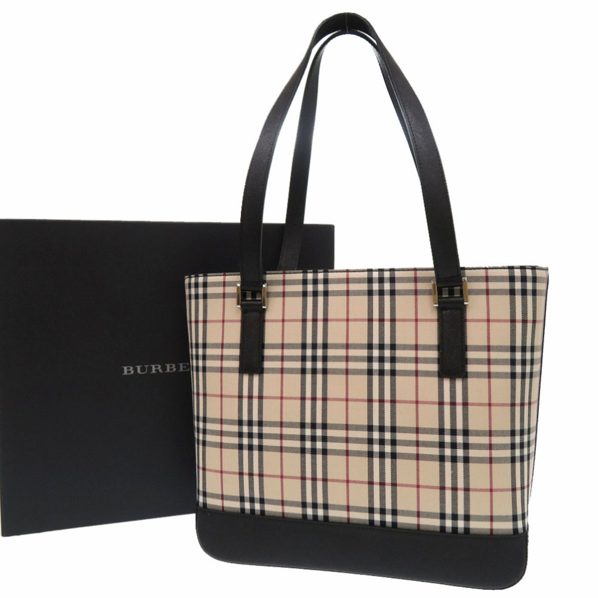 Burberry Beige Nylon Canvas Leather Tote Bag (Pre-Owned)