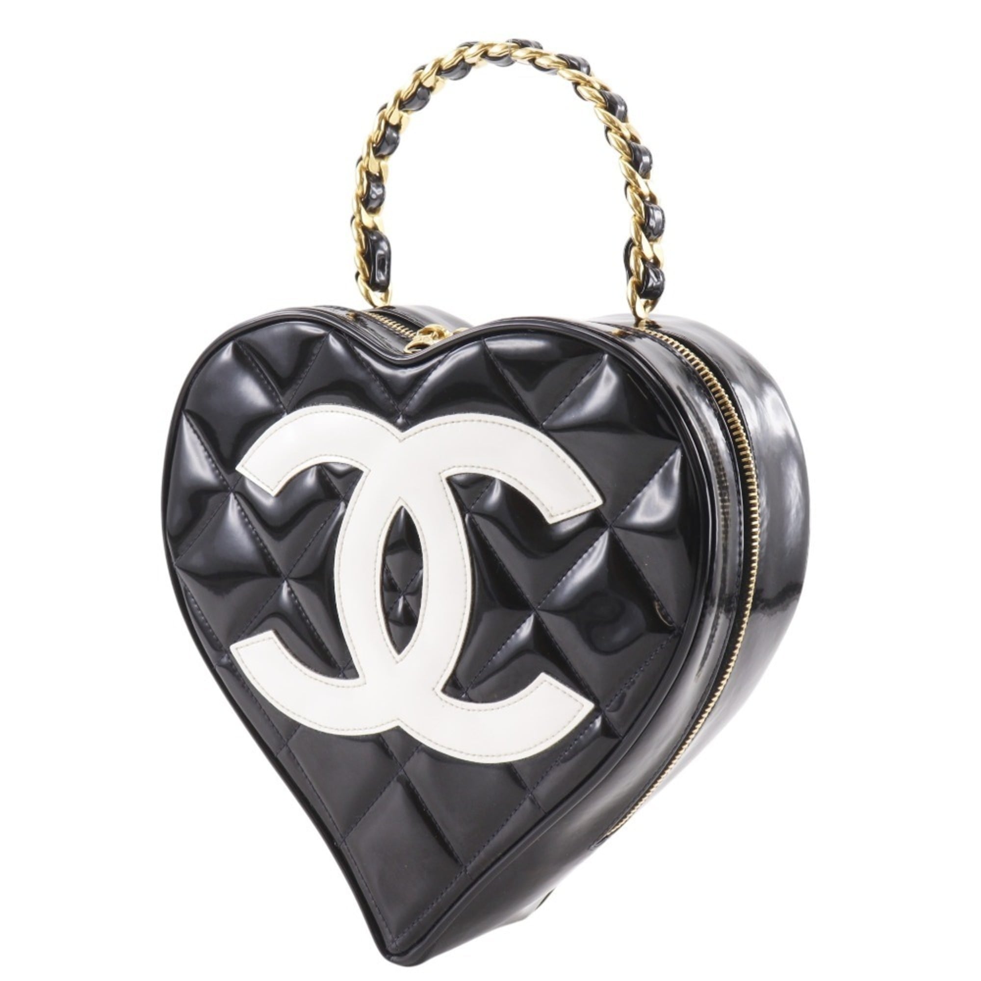 Chanel Black Patent Leather Leather Handbag (Pre-Owned)