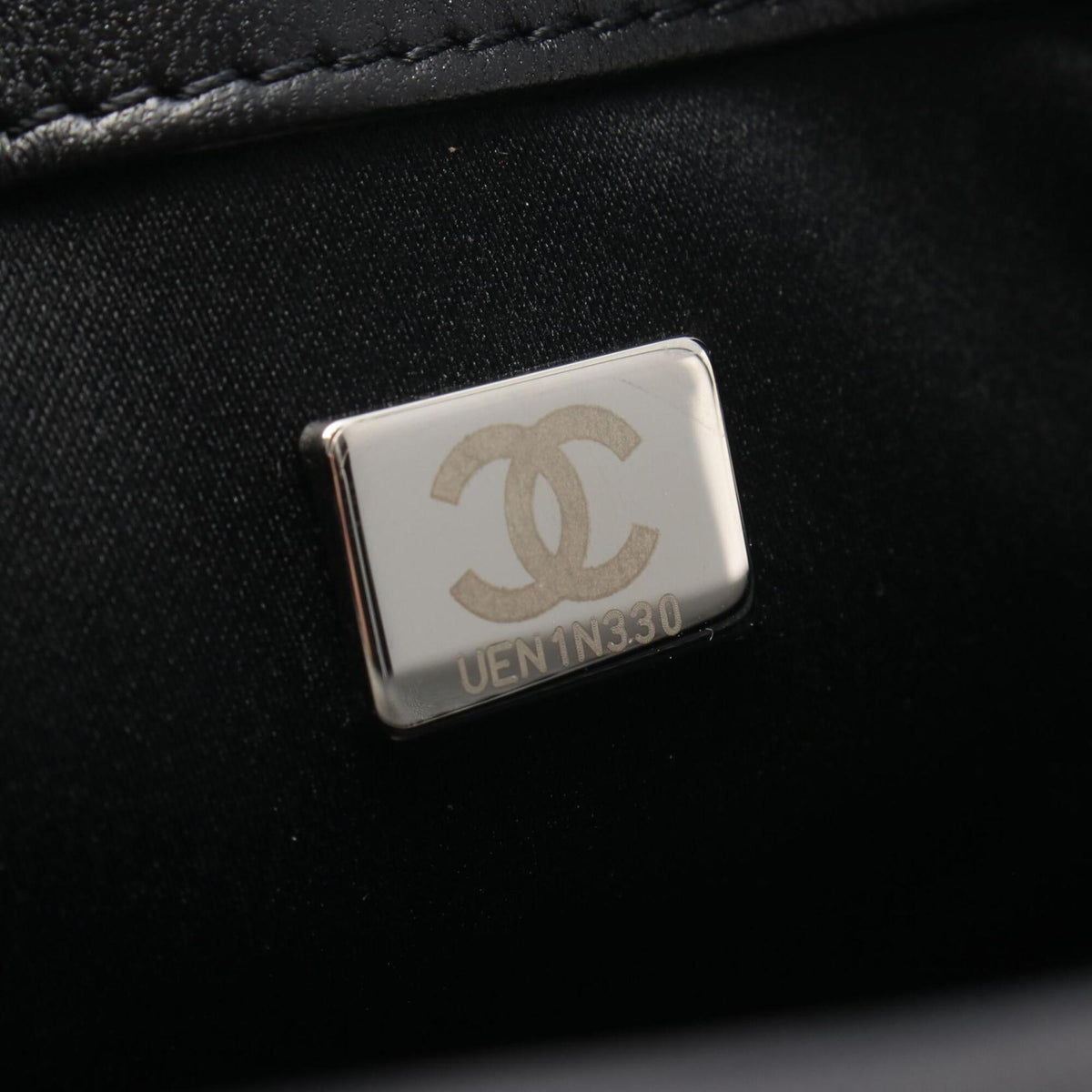Chanel Black Blue Leather Spangles Handbag Shoulder Bag (Pre-Owned)
