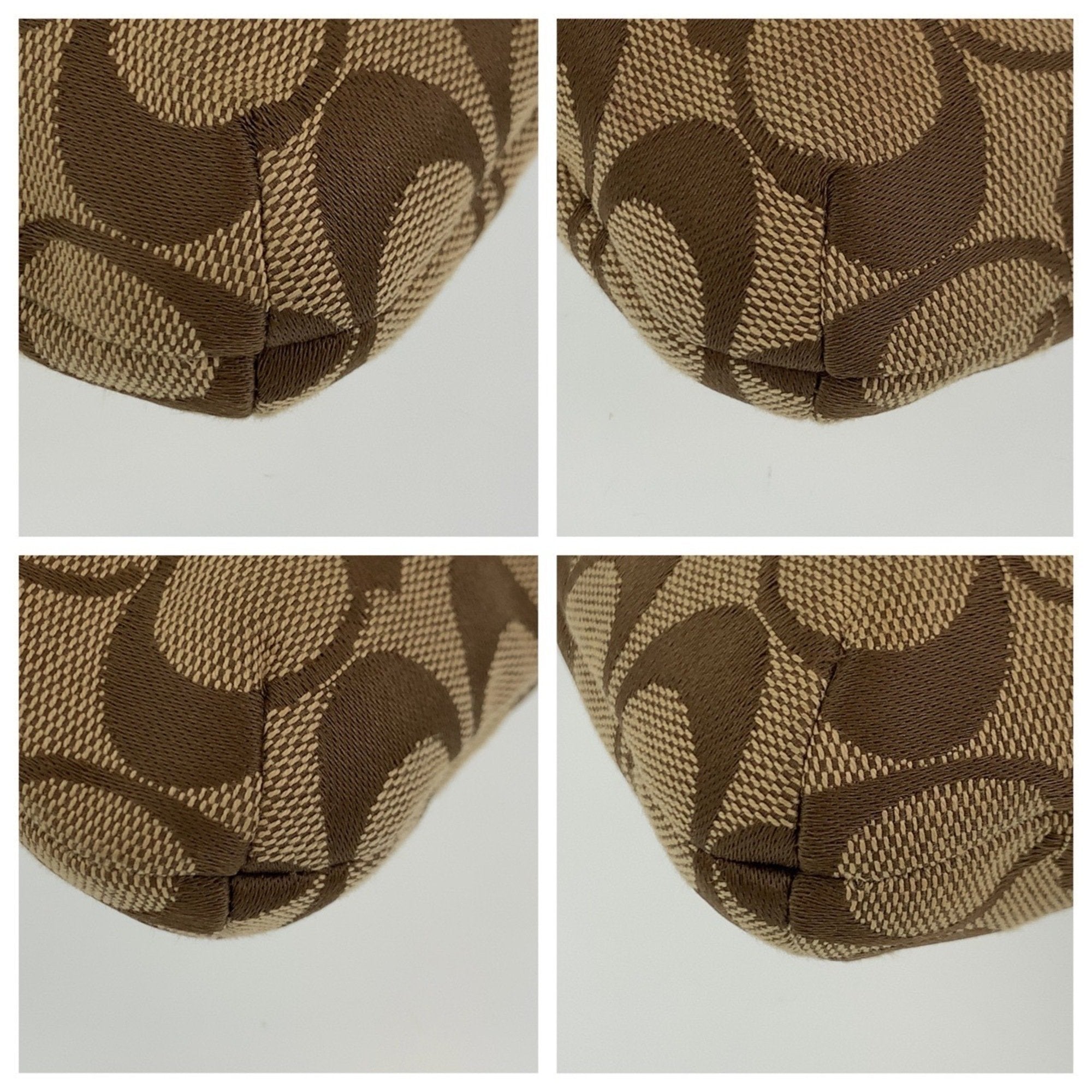 Coach Signature Beige Canvas Leather Clutch Bag (Pre-Owned)