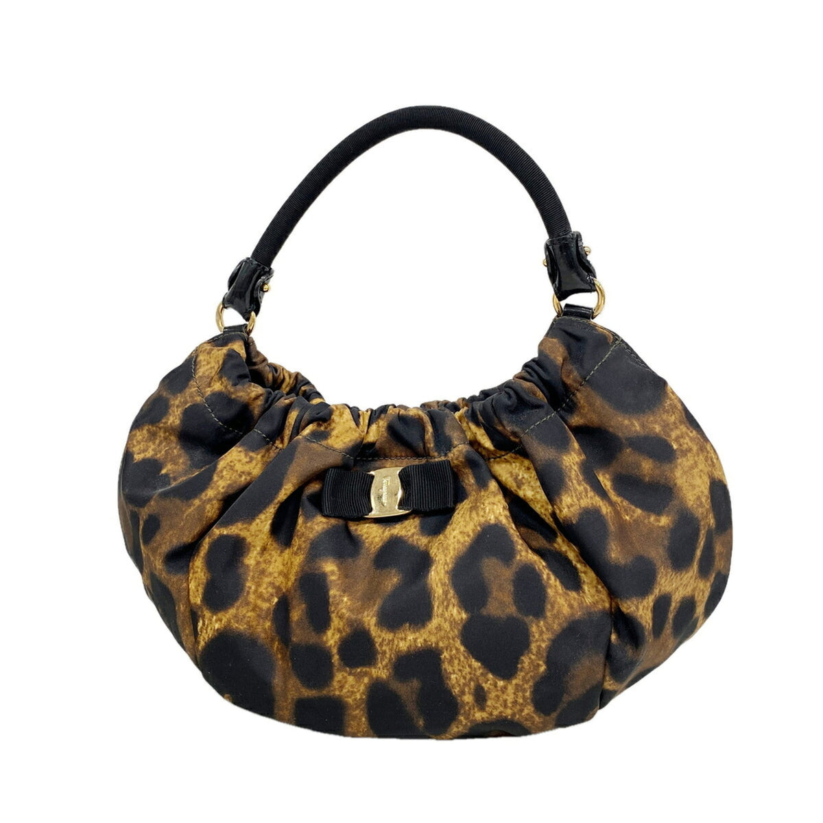 Salvatore Ferragamo Black Brown Nylon Handbag (Pre-Owned)