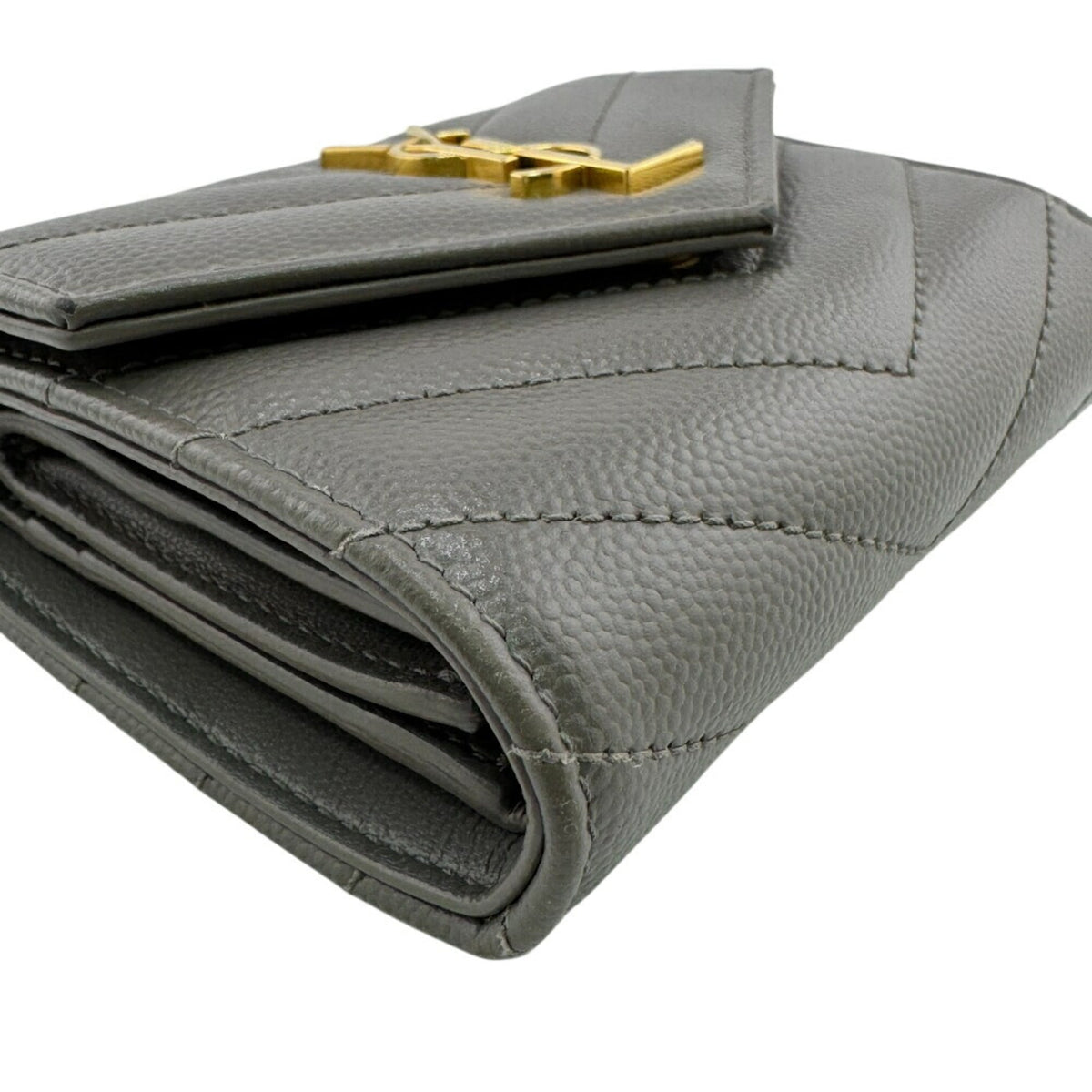 Saint Laurent Gray Leather Wallet (Tri-Fold) (Pre-Owned)