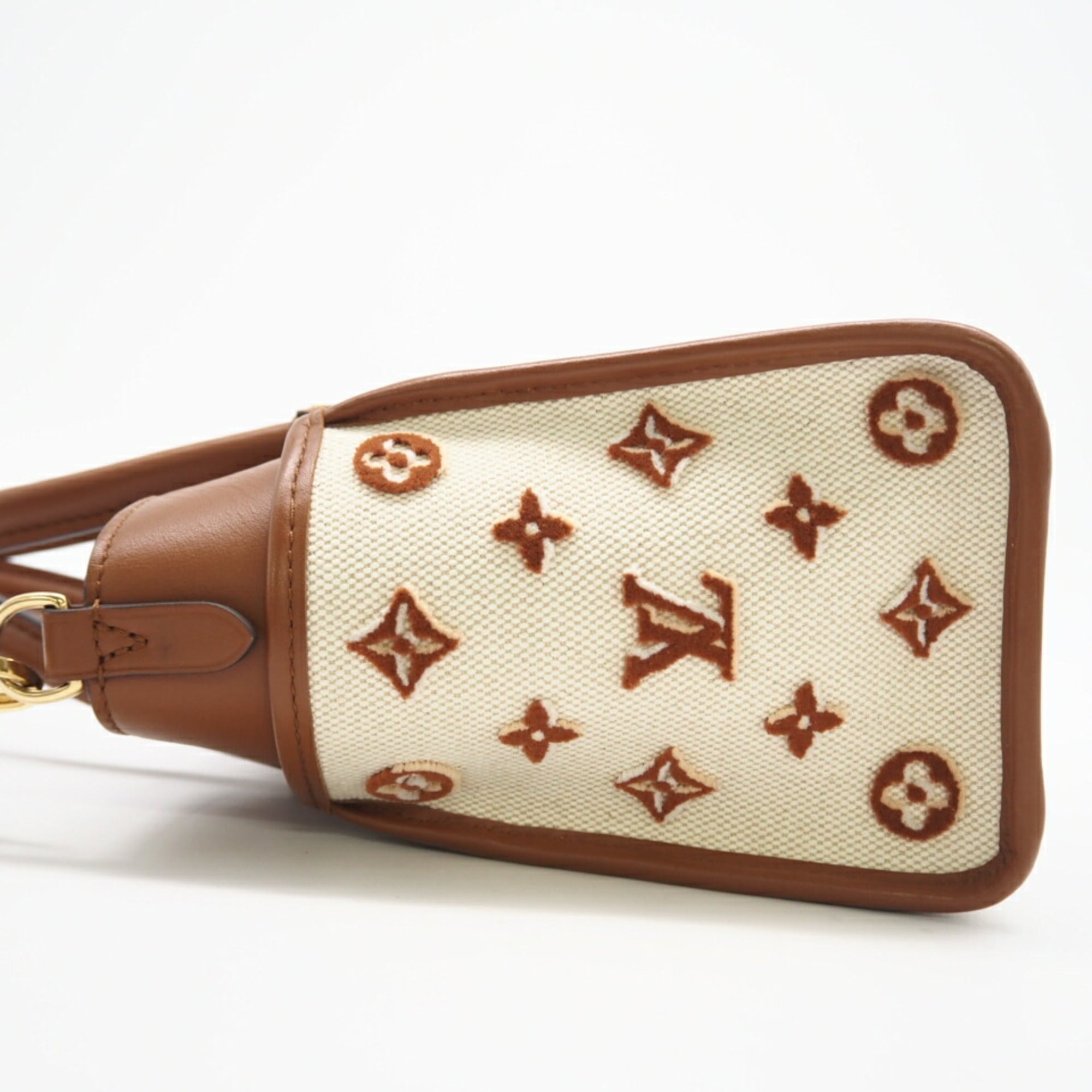 Louis Vuitton Beige Brown Canvas Leather Shoulder Bag (Pre-Owned)