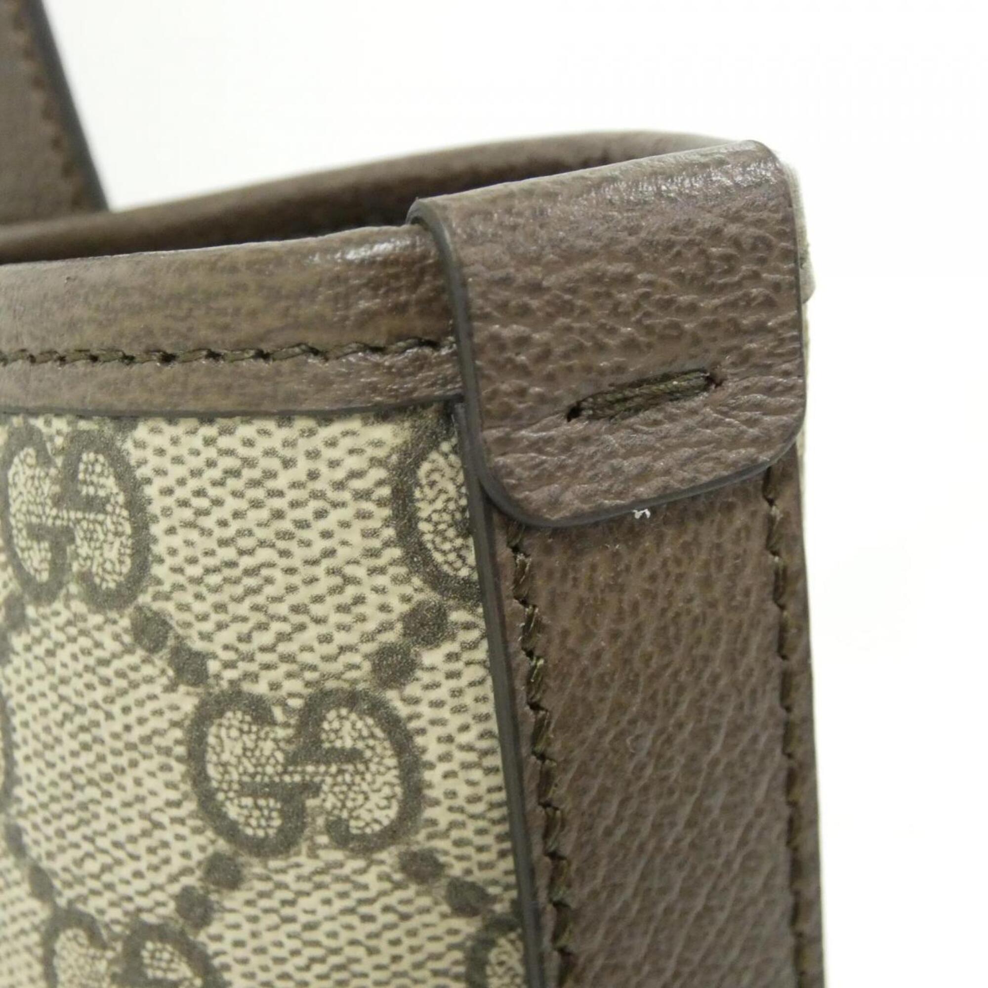 Gucci Beige Brown Coated Canvas Handbag (Pre-Owned)