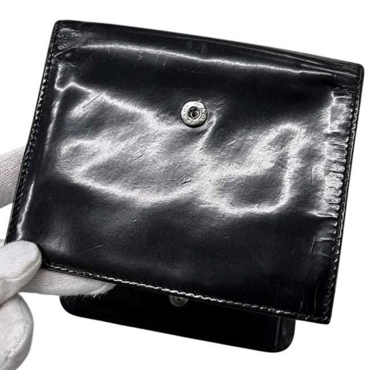 Prada Black Nero Patent Leather Wallet (Tri-Fold) (Pre-Owned)