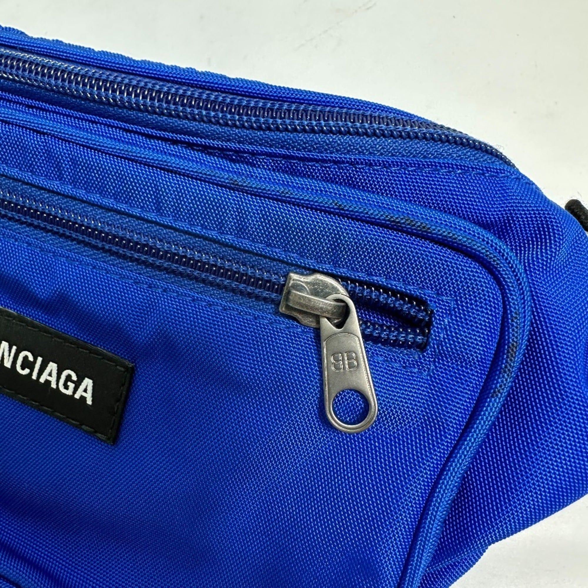 Balenciaga Black Blue Nylon Fanny Pack Shoulder Bag Sling Bag (Pre-Owned)