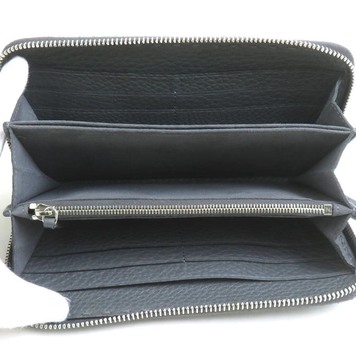 Fendi Gray Leather Long Wallet (Bi-Fold) (Pre-Owned)