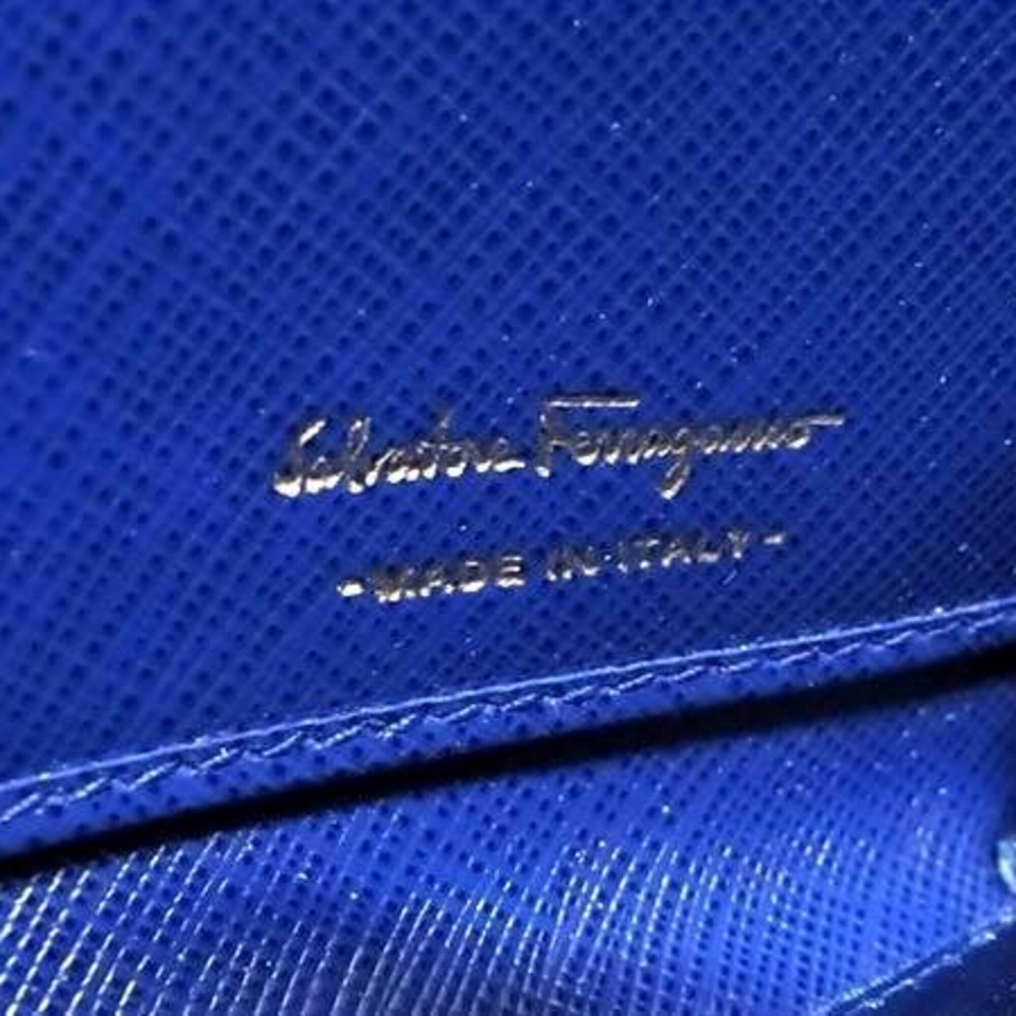 Salvatore Ferragamo Blue Leather Long Wallet (Bi-Fold) (Pre-Owned)