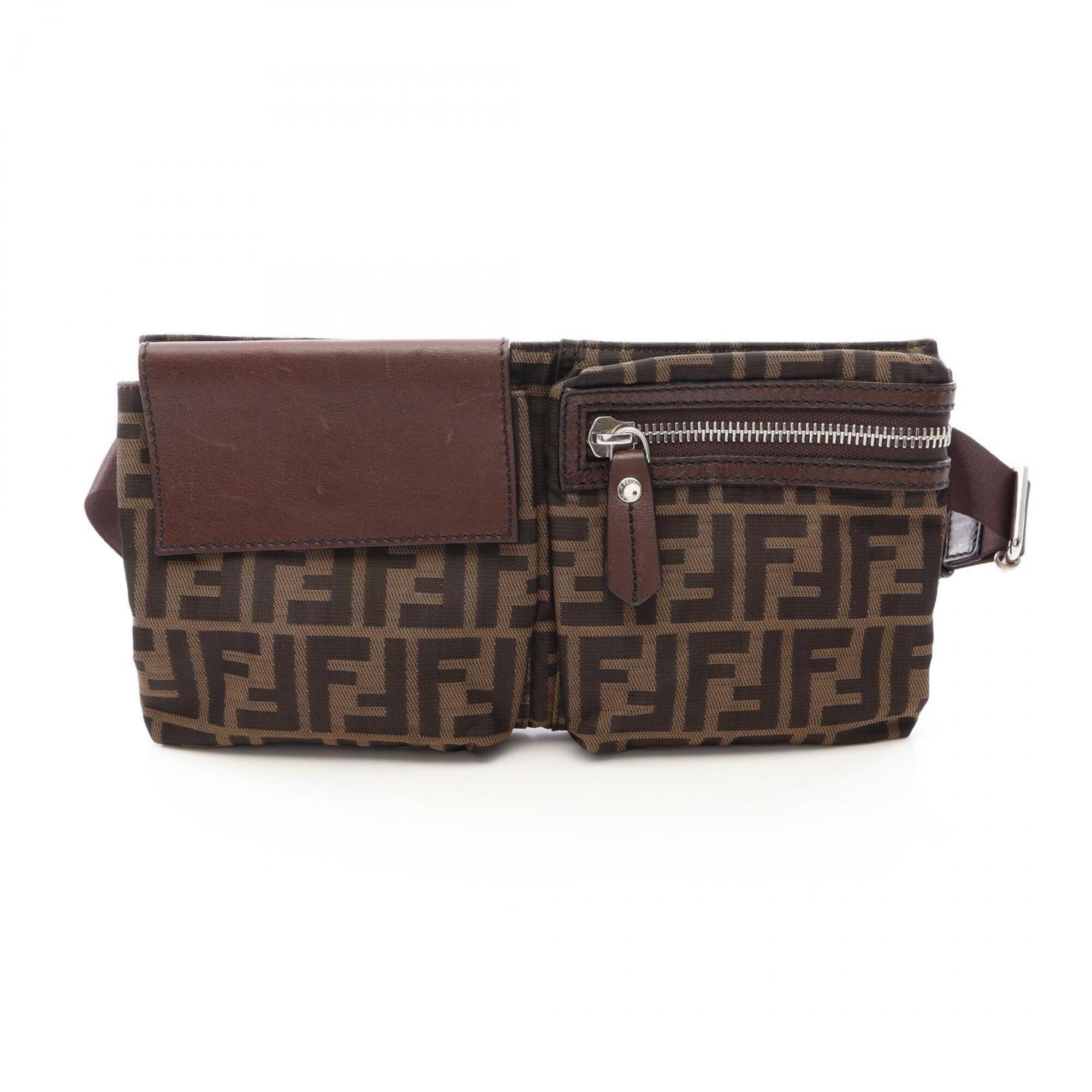 Fendi Brown Canvas Leather Fanny Pack Handbag (Pre-Owned)