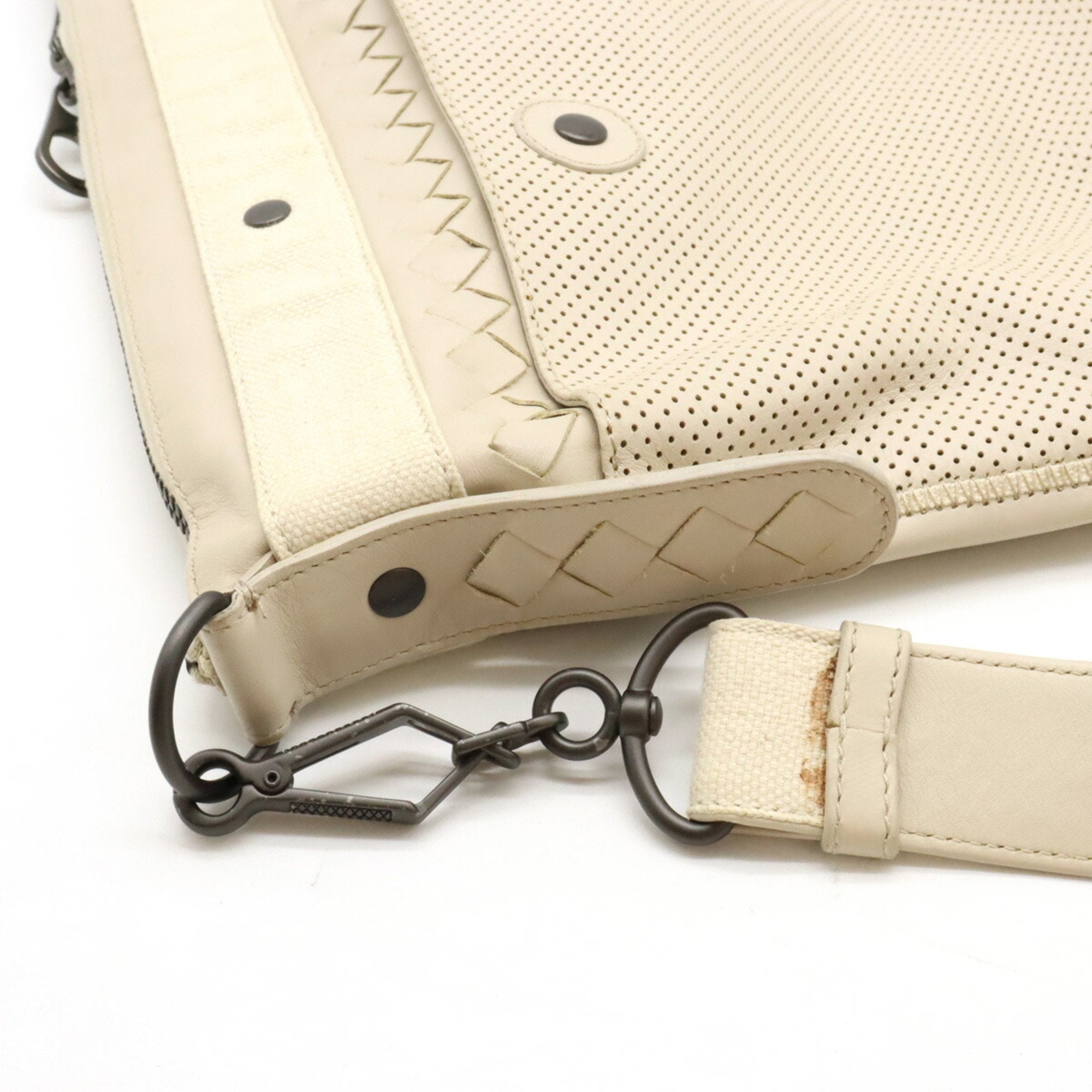 Bottega Veneta Ivory Leather Handbag Shoulder Bag (Pre-Owned)