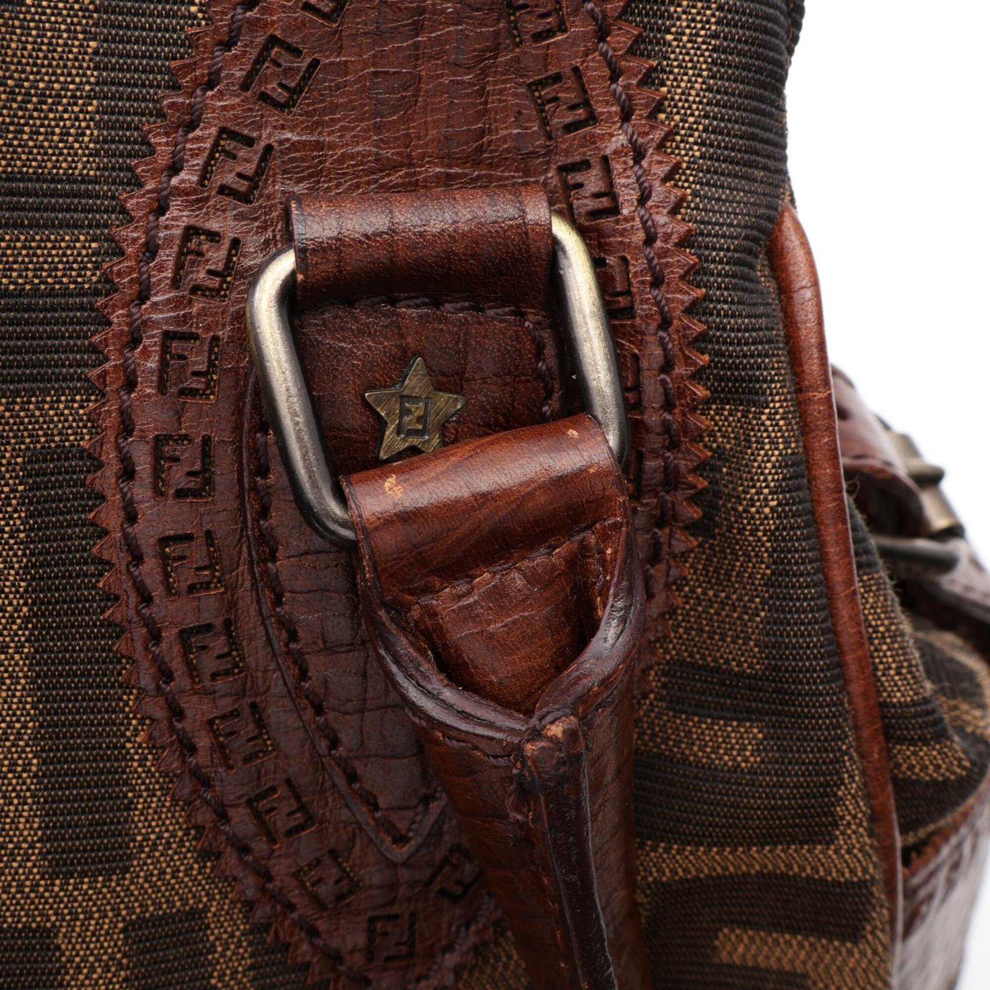 Fendi Brown Canvas Leather Handbag (Pre-Owned)