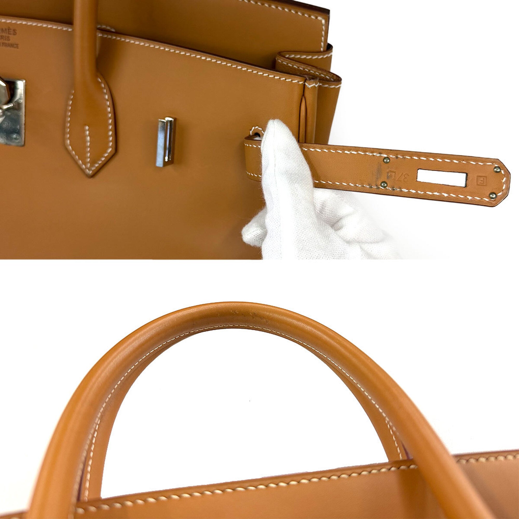 Hermes Green Natural Barenia Leather Handbag (Pre-Owned)