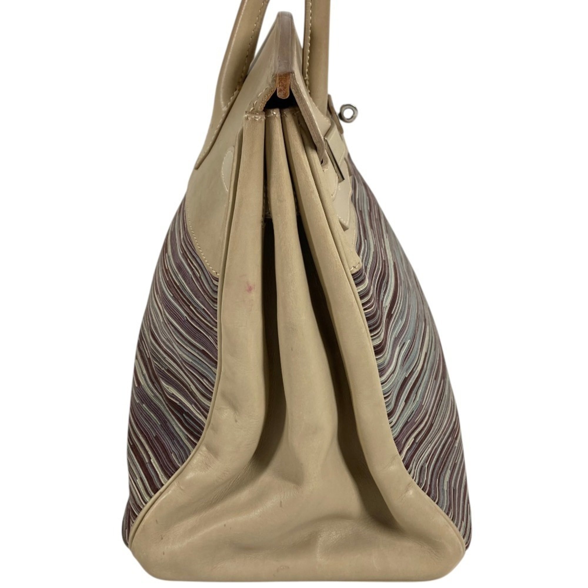 Hermes Multi-Color White Leather Handbag Tote Bag (Pre-Owned)