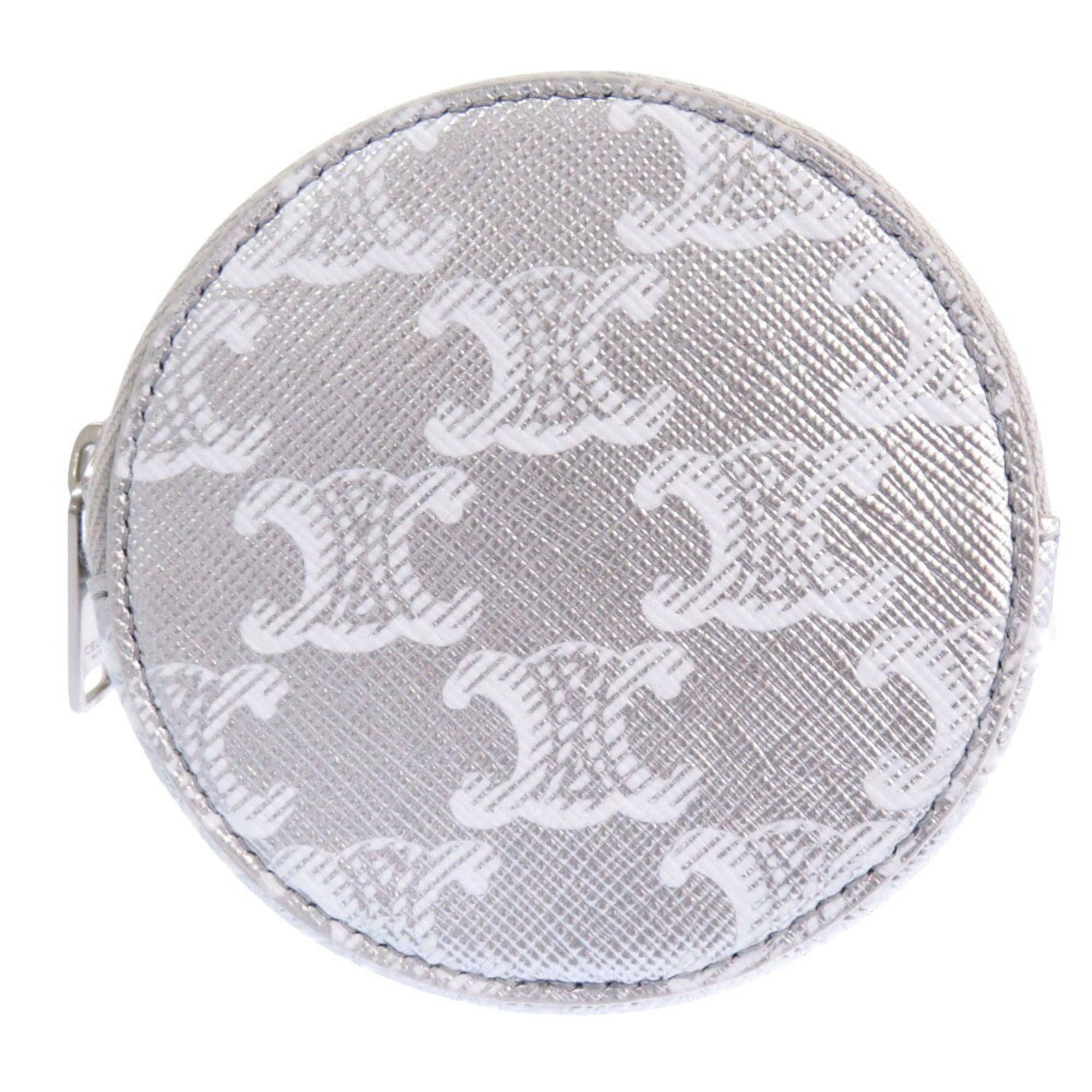 Celine Silver White Leather Coin Purse/Coin Case (Pre-Owned)