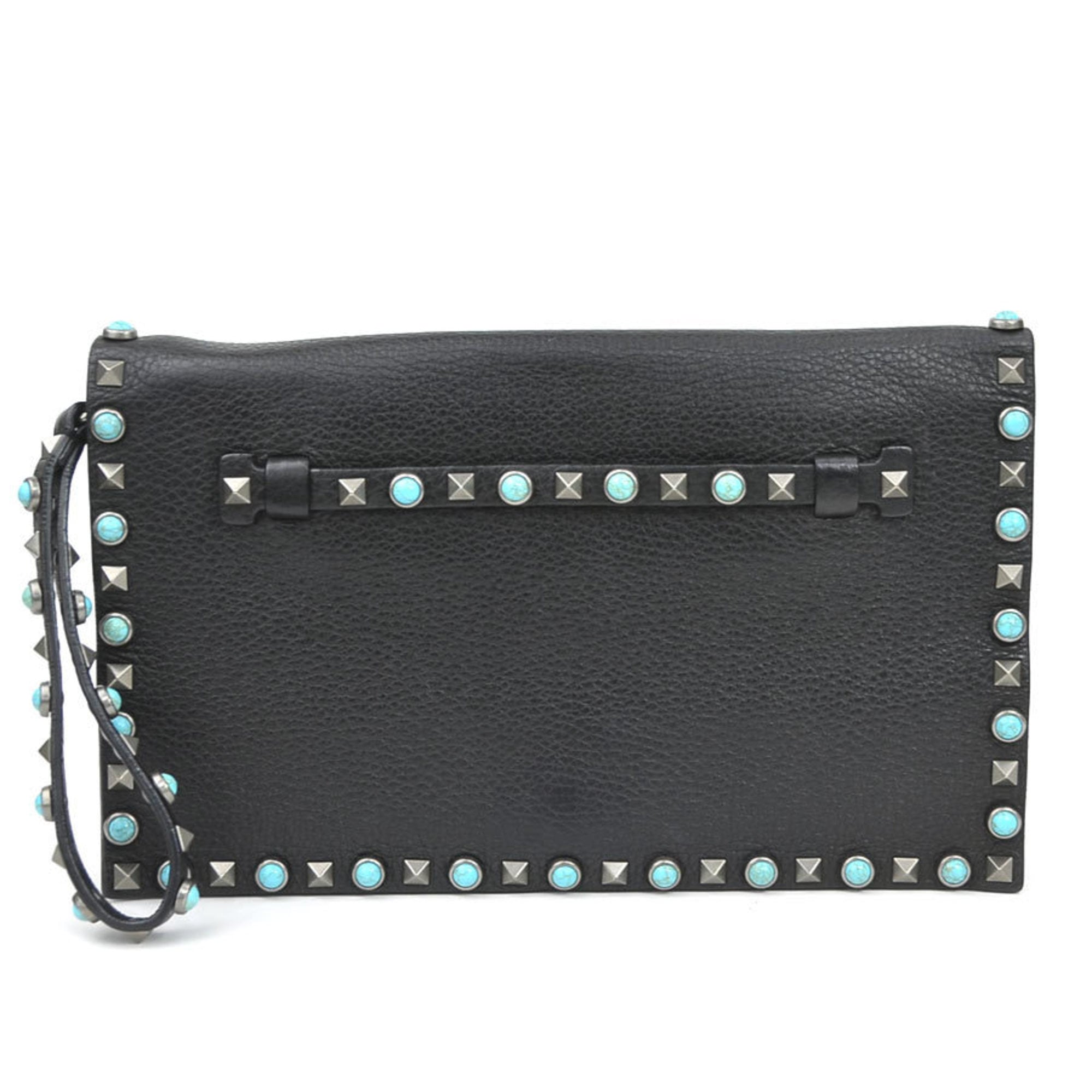 Valentino Garavani Black Leather Clutch Bag (Pre-Owned)