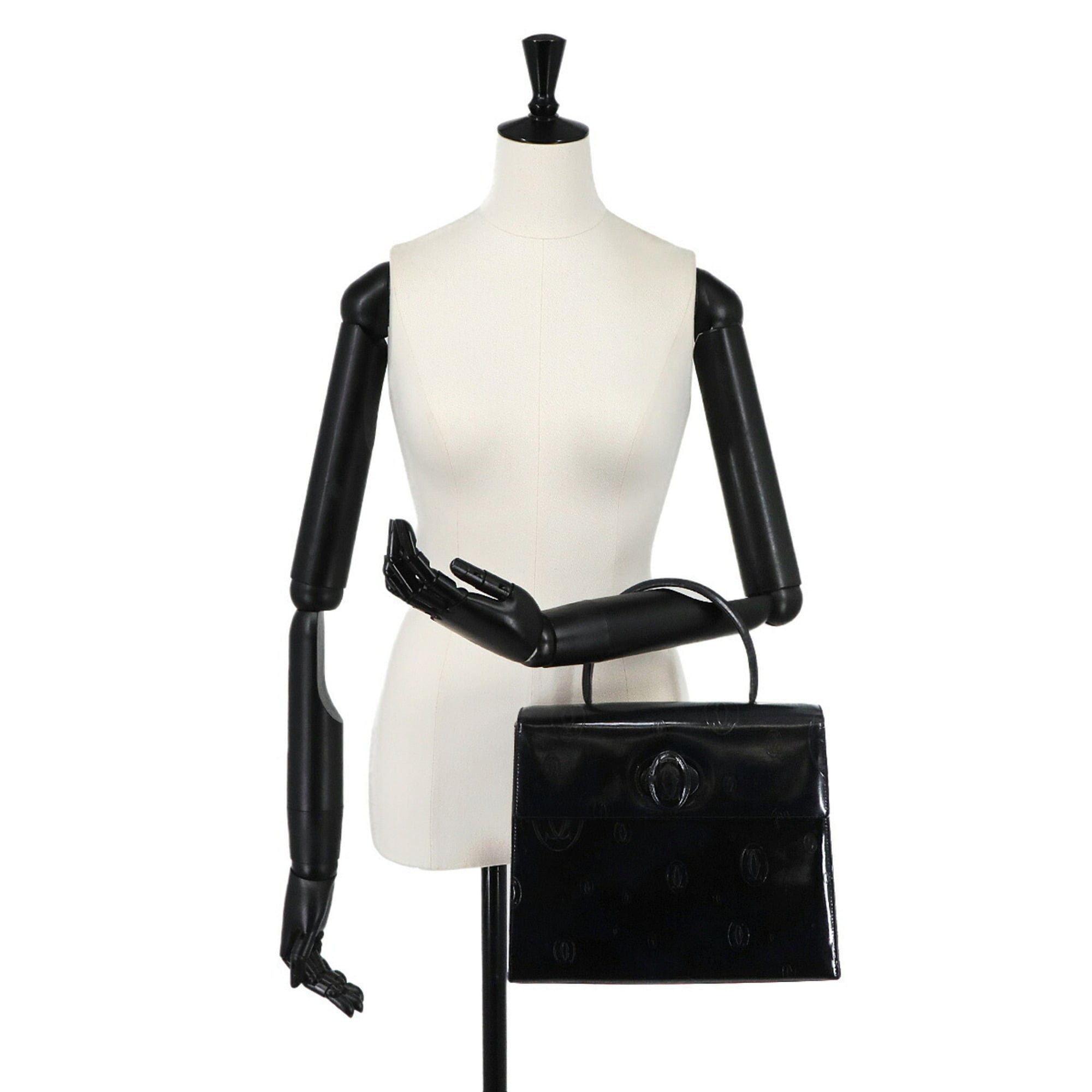 Cartier Happy Birthday Navy Patent Leather Handbag (Pre-Owned)