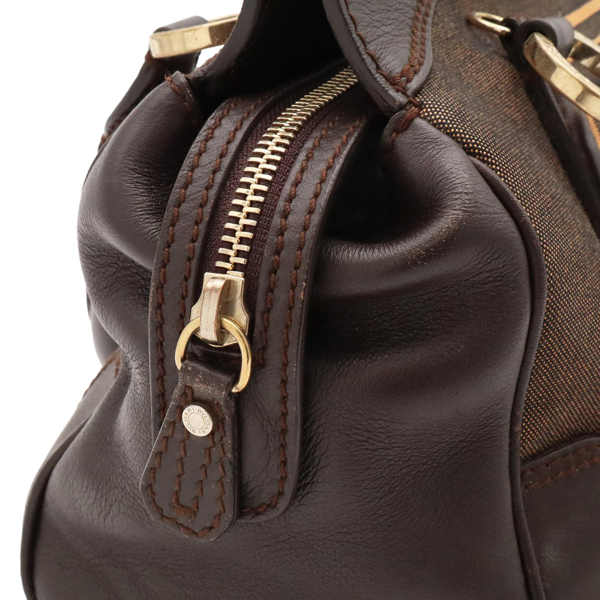 Bvlgari Brown Dark Brown Canvas Handbag Shoulder Bag (Pre-Owned)