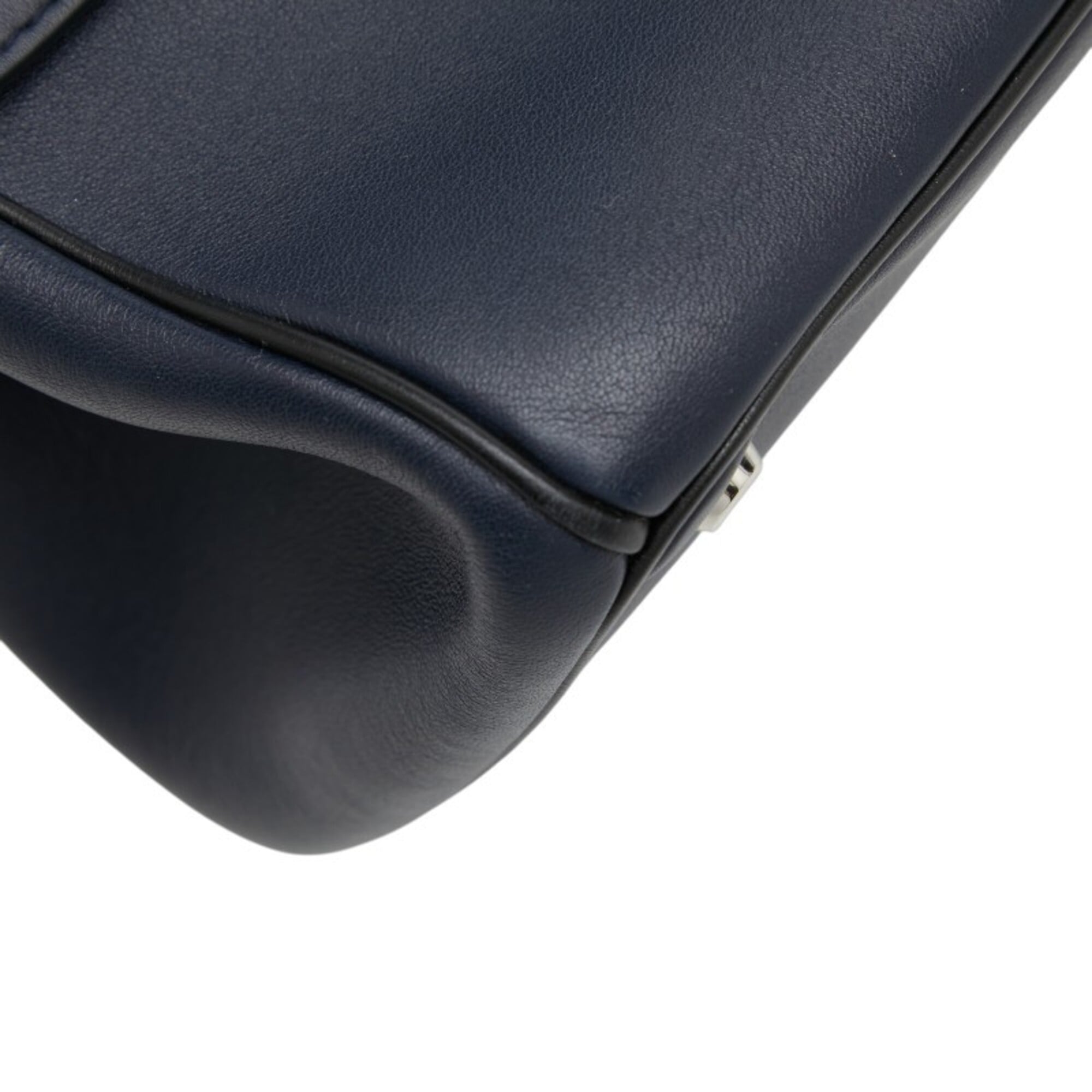 Christian Dior Navy Silver Leather Handbag Shoulder Bag (Pre-Owned)