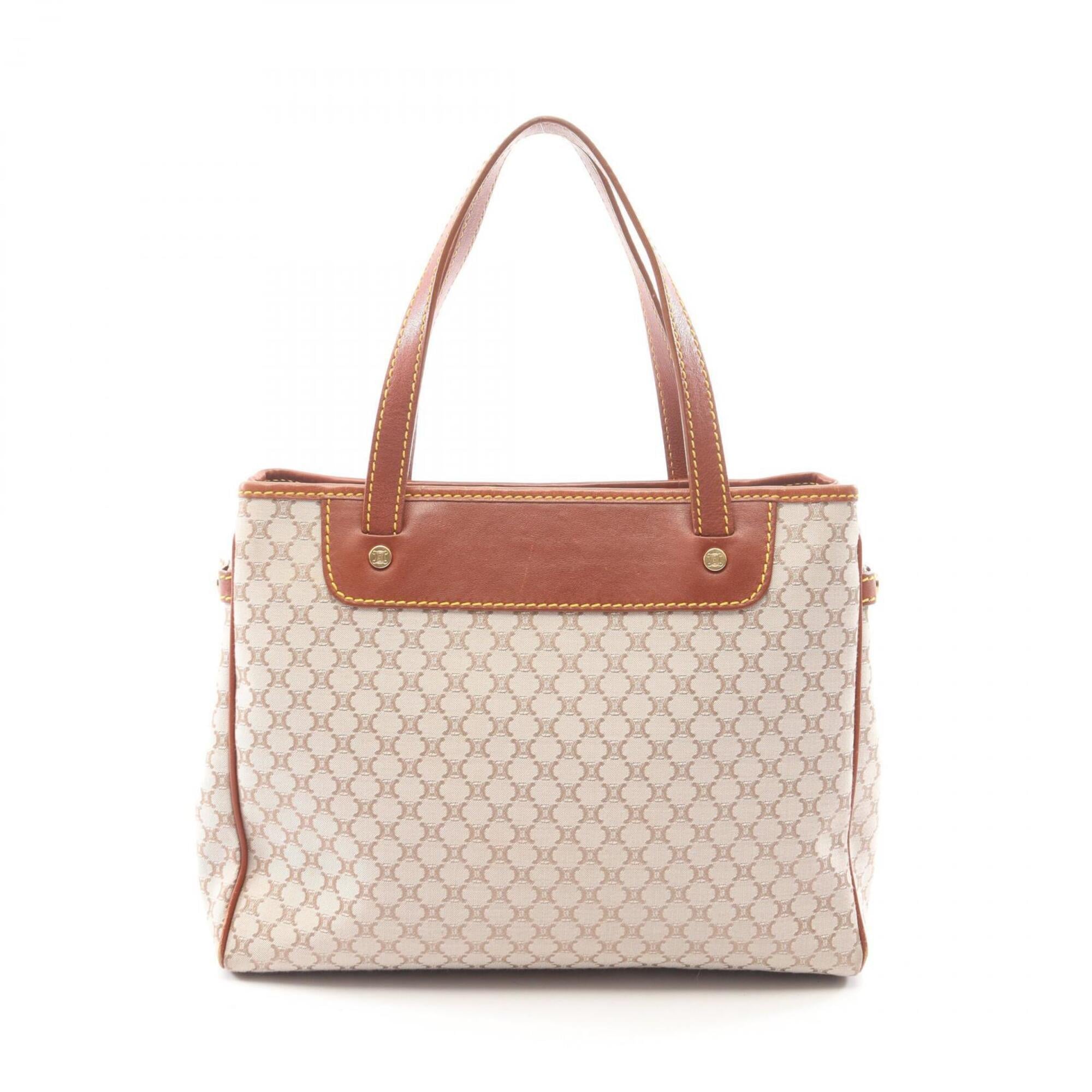 Celine Beige Brown Canvas Leather Handbag Tote Bag (Pre-Owned)