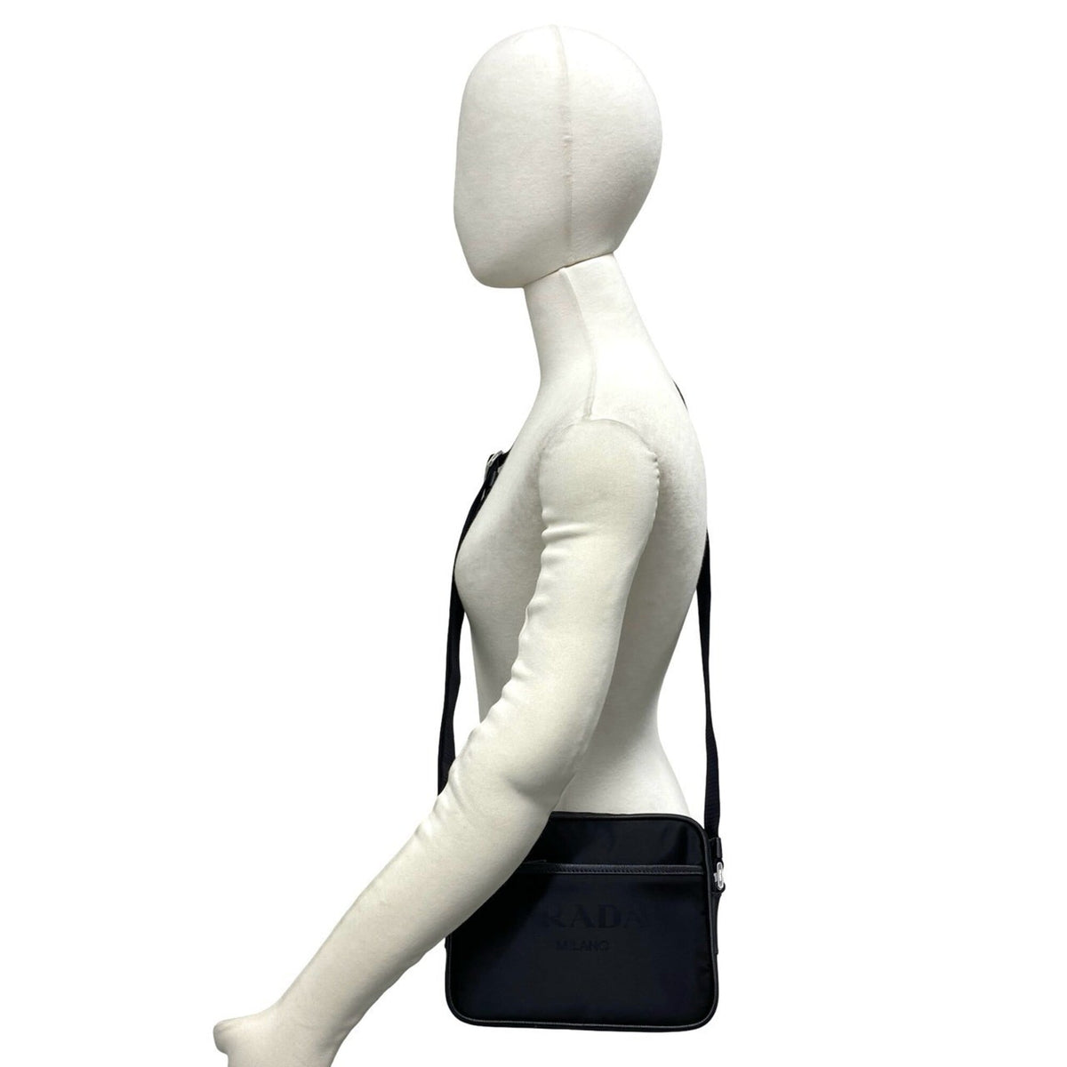 Prada Black Nylon Leather Pochette Shoulder Bag (Pre-Owned)