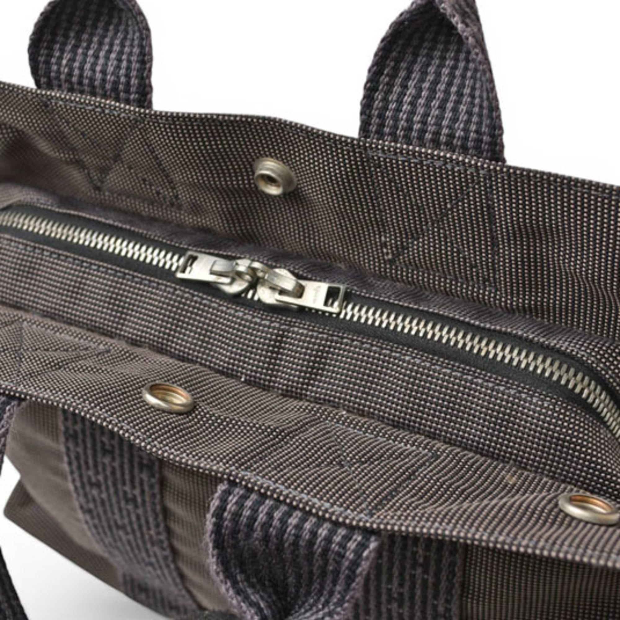 Hermes Her Line Gray Nylon Handbag Tote Bag (Pre-Owned)