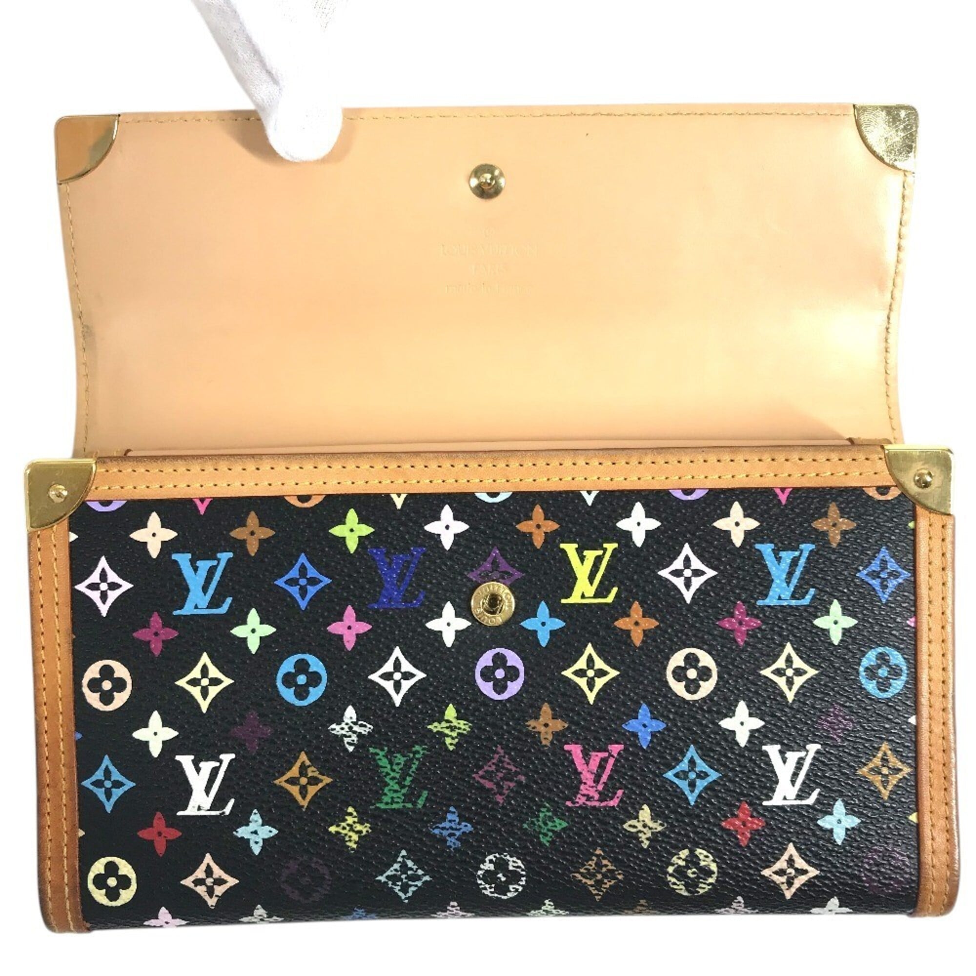Louis Vuitton Black Noir Monogram Multicolore Wallet (Tri-Fold) (Pre-Owned)