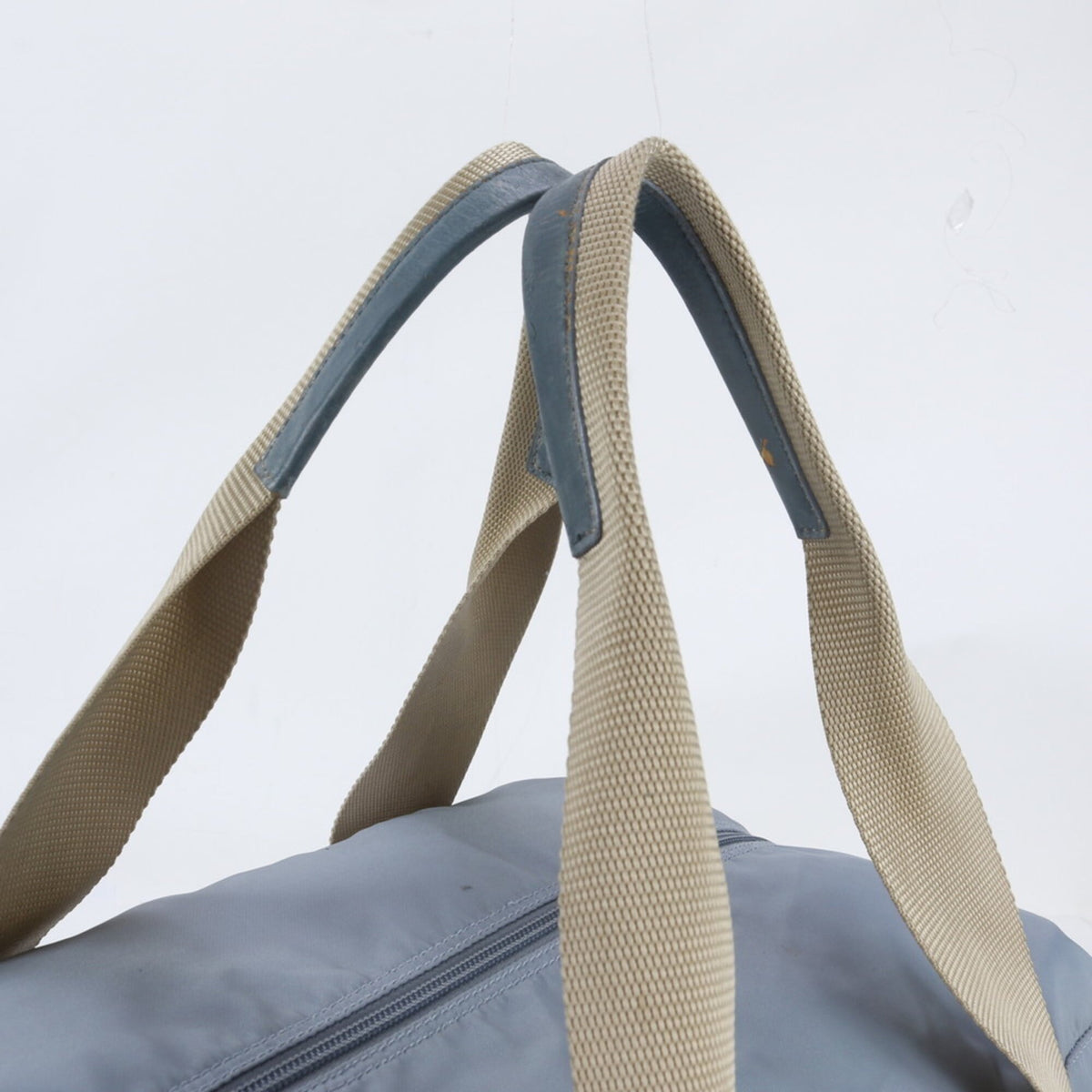 Prada Blue Leather Nylon Boston Bag Tote Bag (Pre-Owned)