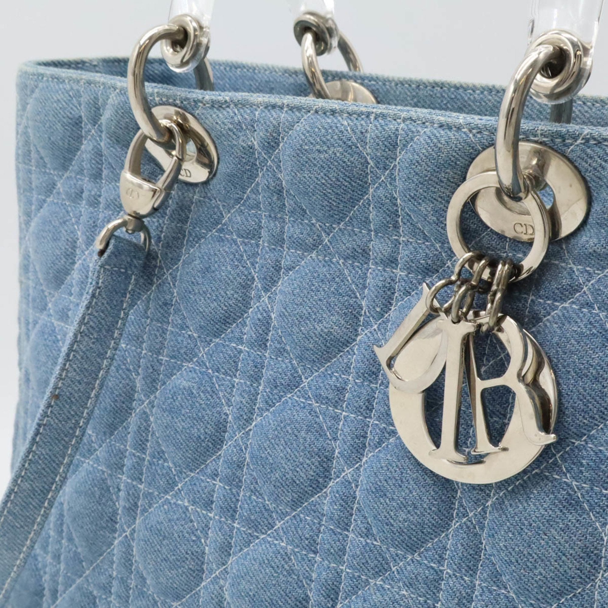 Christian Dior Clear Light Blue Denim Plastic Handbag Shoulder Bag (Pre-Owned)