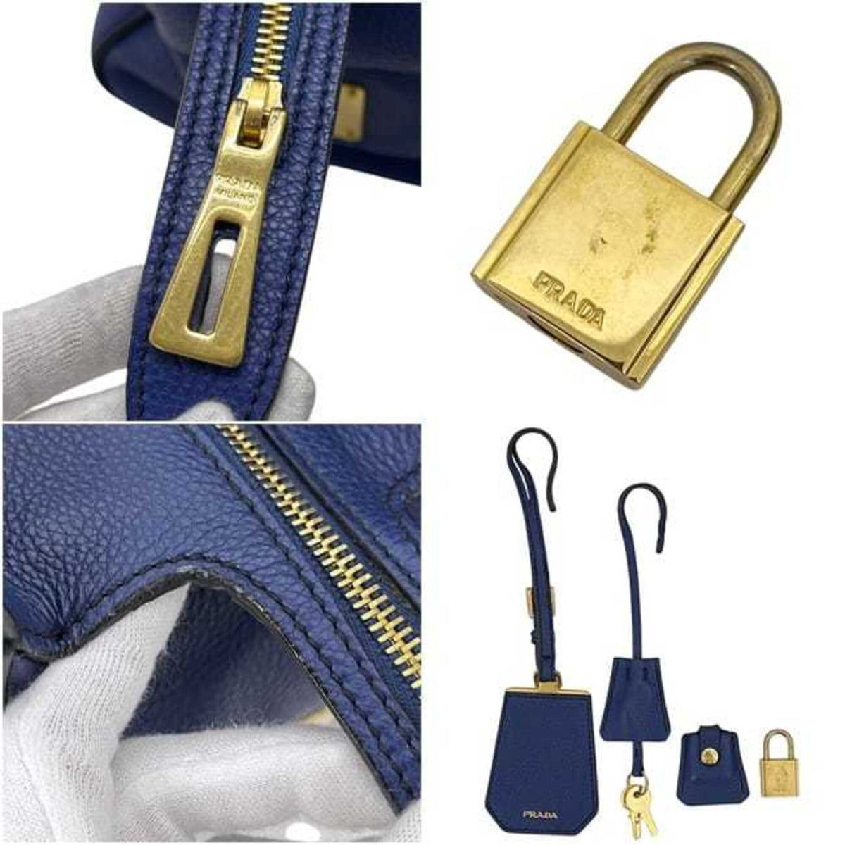 Prada Blue Leather Tote Bag (Pre-Owned)
