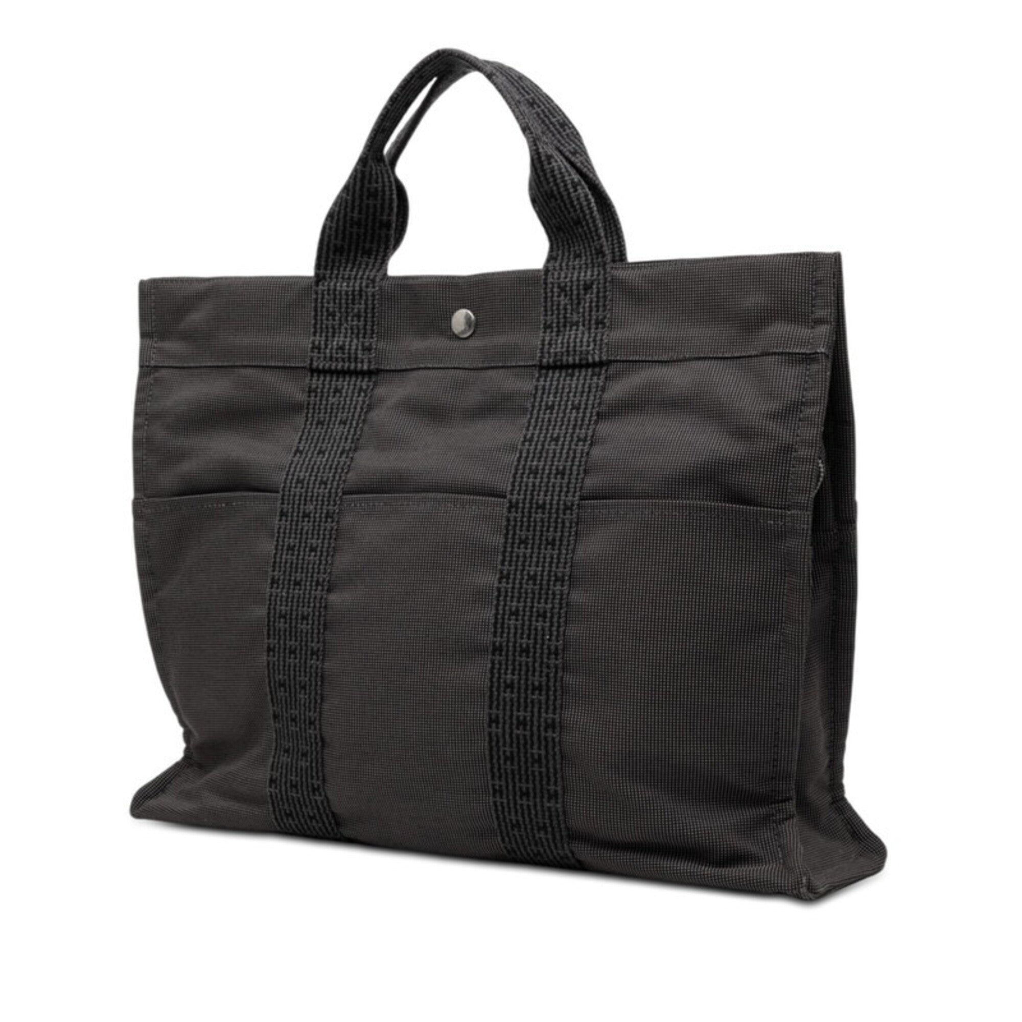 Hermes Gray Canvas Handbag Tote Bag (Pre-Owned)