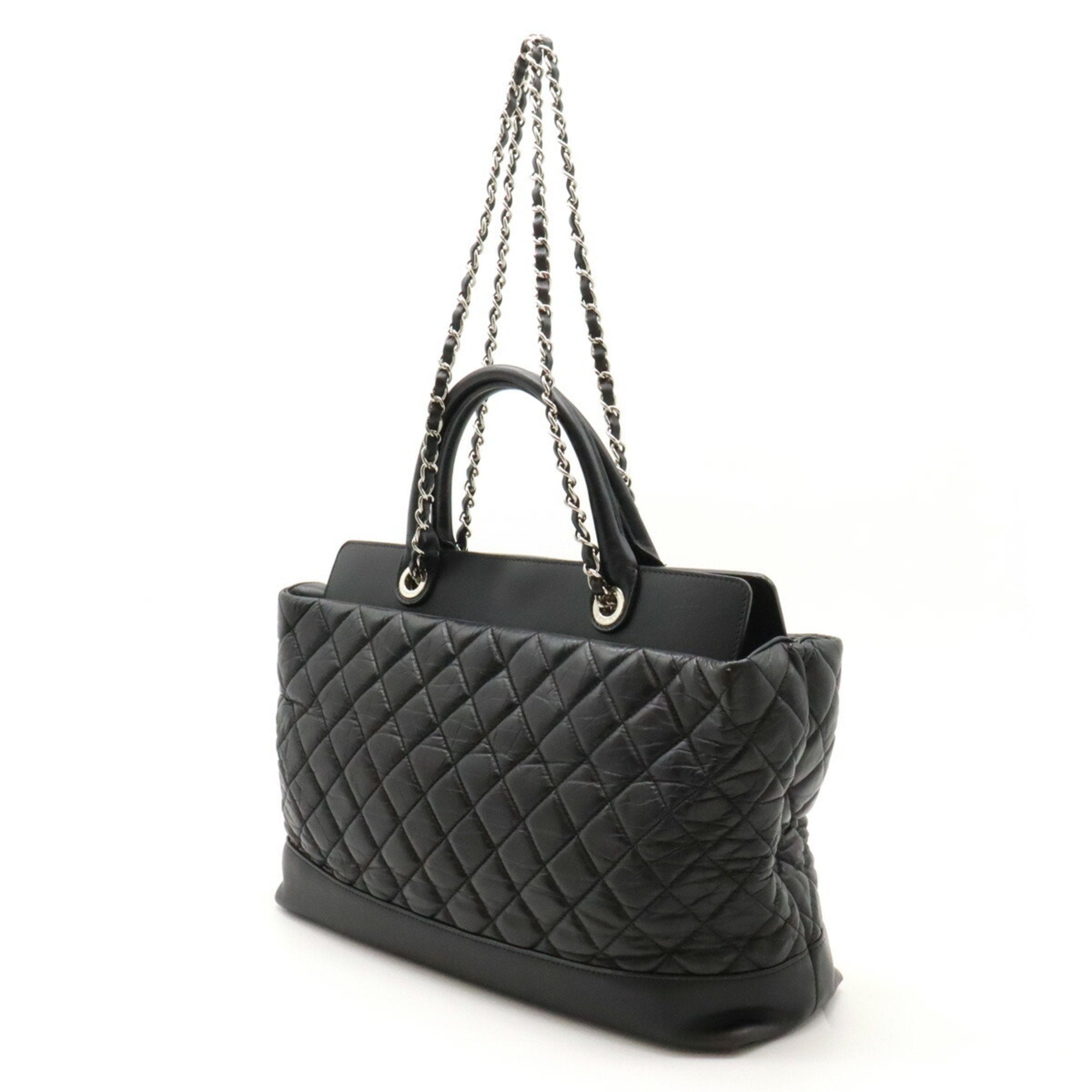 Chanel Black Leather Shoulder Bag Tote Bag (Pre-Owned)