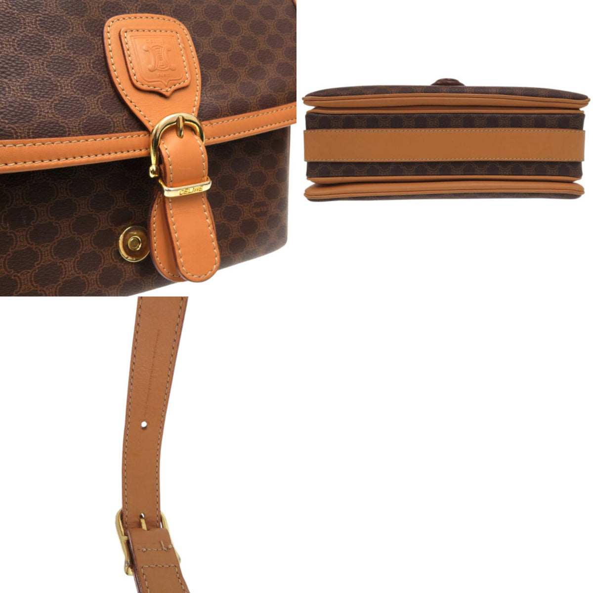 Celine Brown Coated Canvas Pvc Shoulder Bag (Pre-Owned)