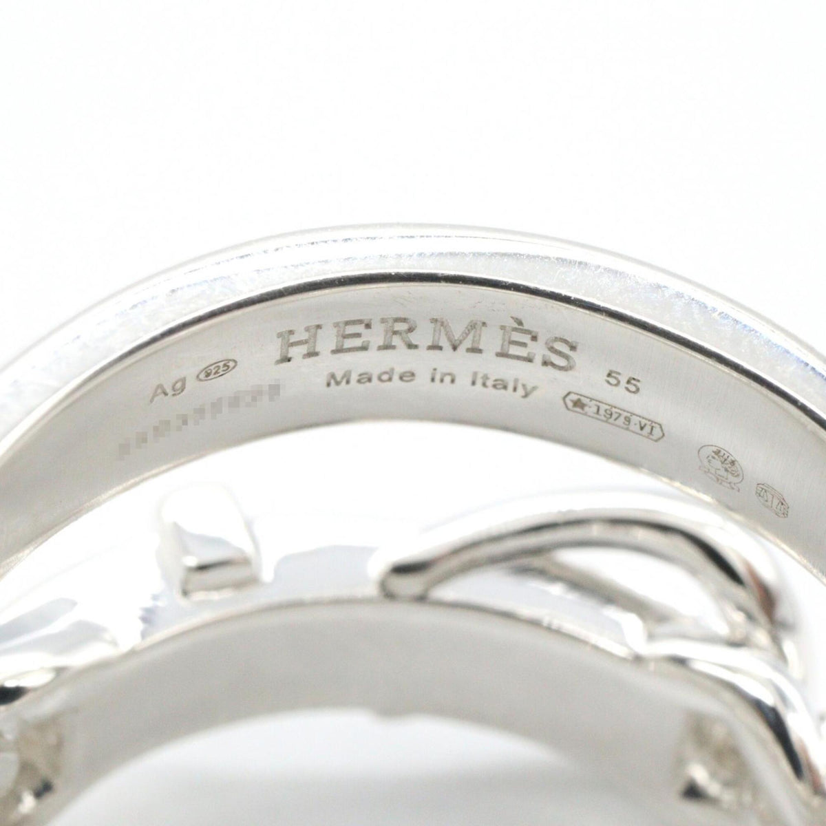 Hermes Silver Silver 925 Band Ring (Pre-Owned)