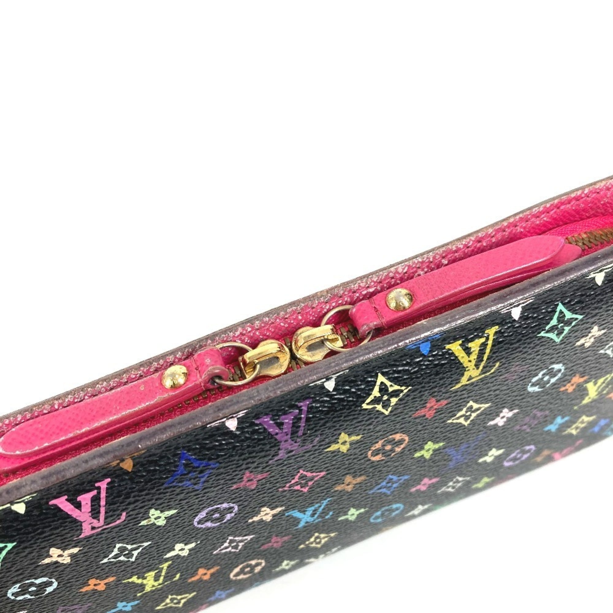 Louis Vuitton Black Pink Monogram Multicolore Long Wallet (Bi-Fold) (Pre-Owned)