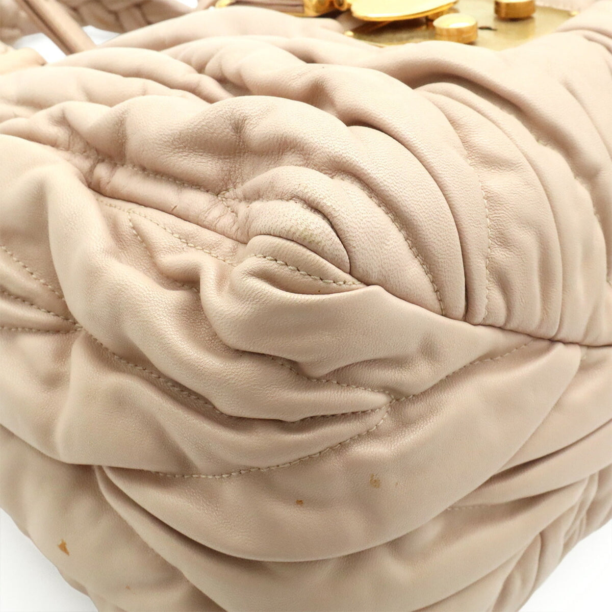 Miu Miu Pink Beige Leather Handbag Shoulder Bag (Pre-Owned)