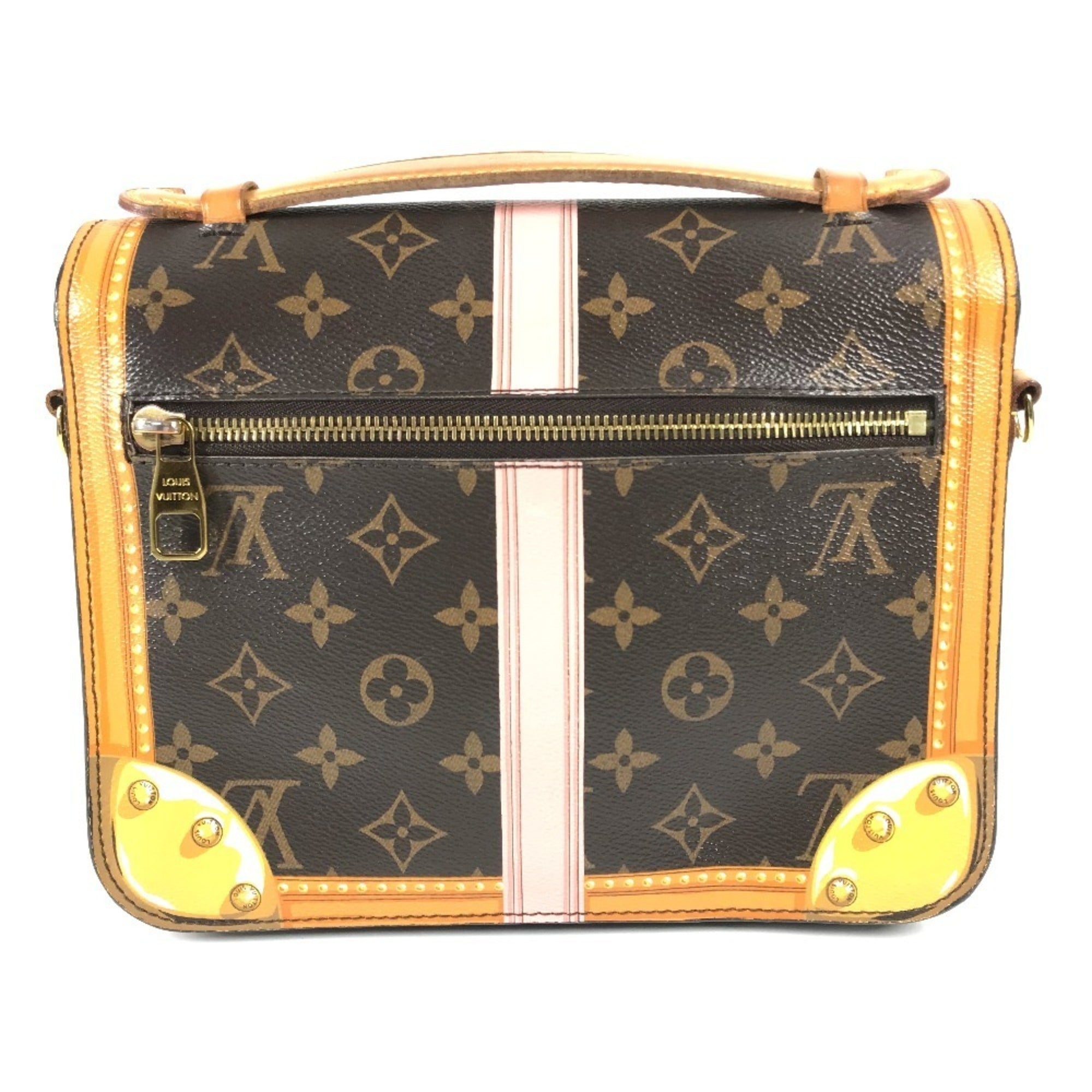 Louis Vuitton Brown Pink Monogram Canvas Handbag Pochette Shoulder Bag (Pre-Owned)