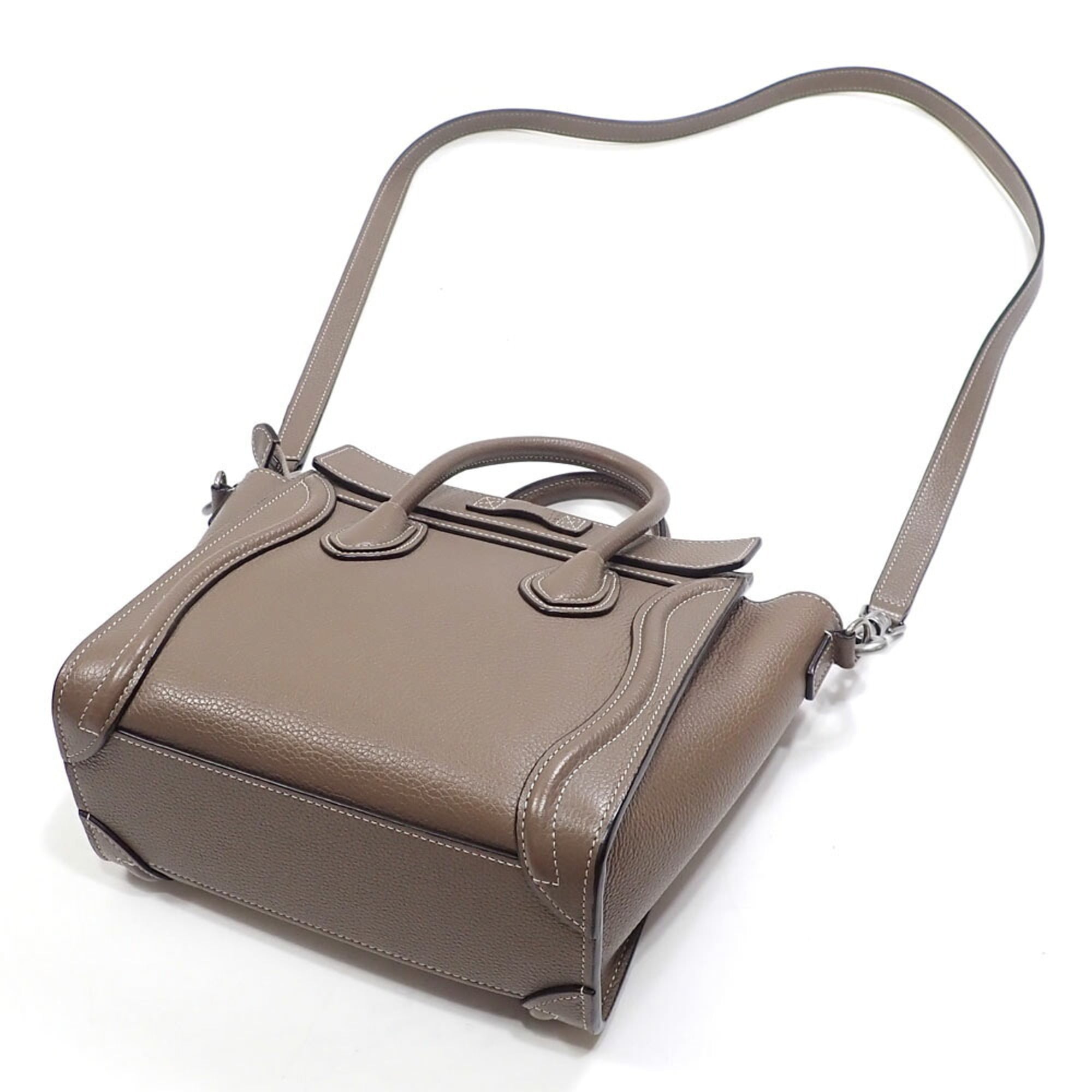Celine Luggage Grayish Leather Handbag (Pre-Owned)