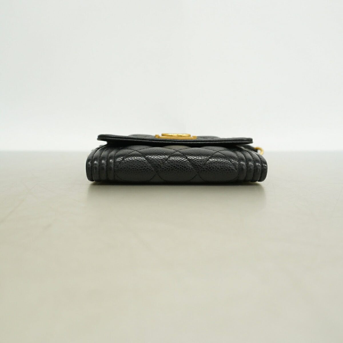 Chanel Black Grained Calfskin Chain/Shoulder Wallet (Pre-Owned)