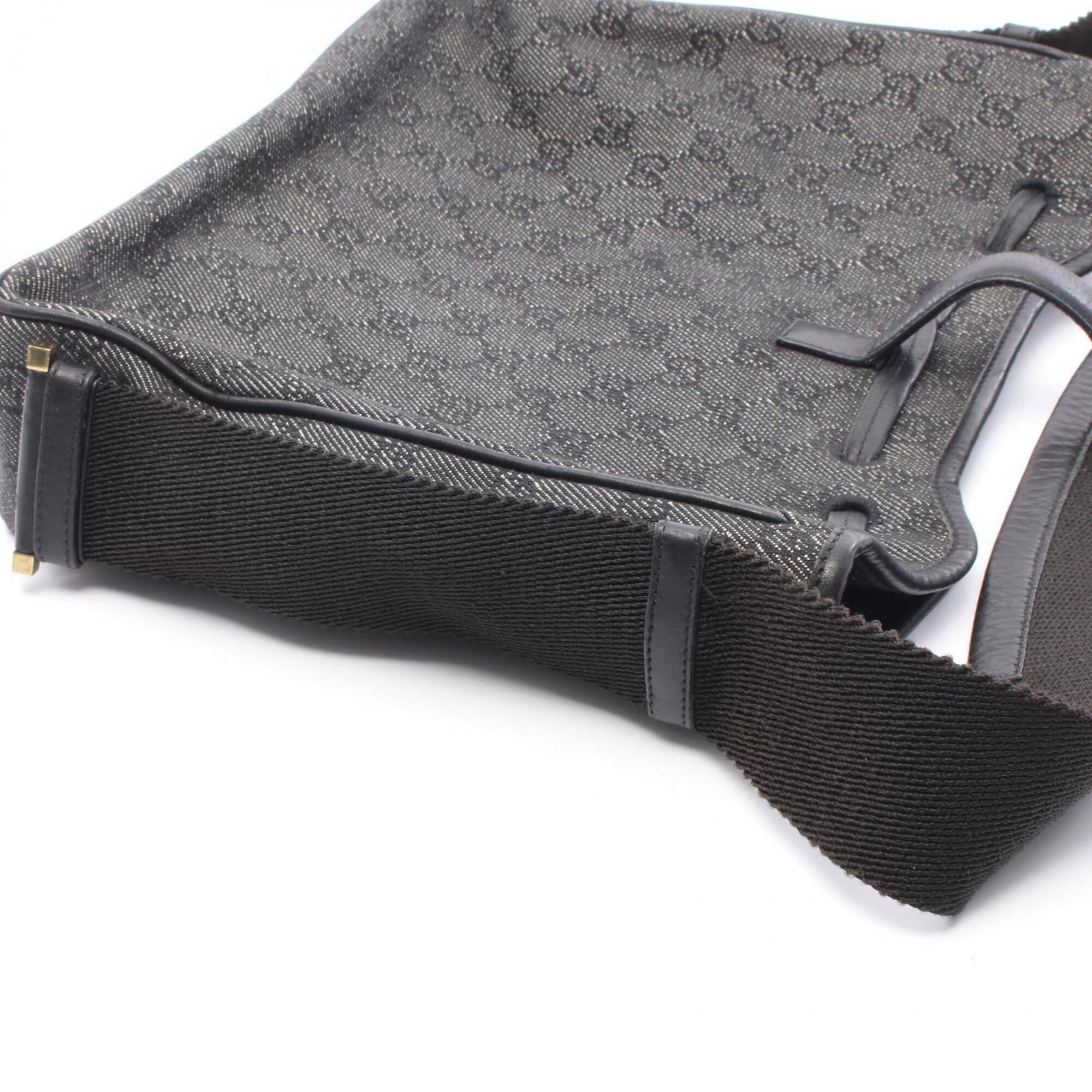Gucci Black Denim Leather Shoulder Bag (Pre-Owned)
