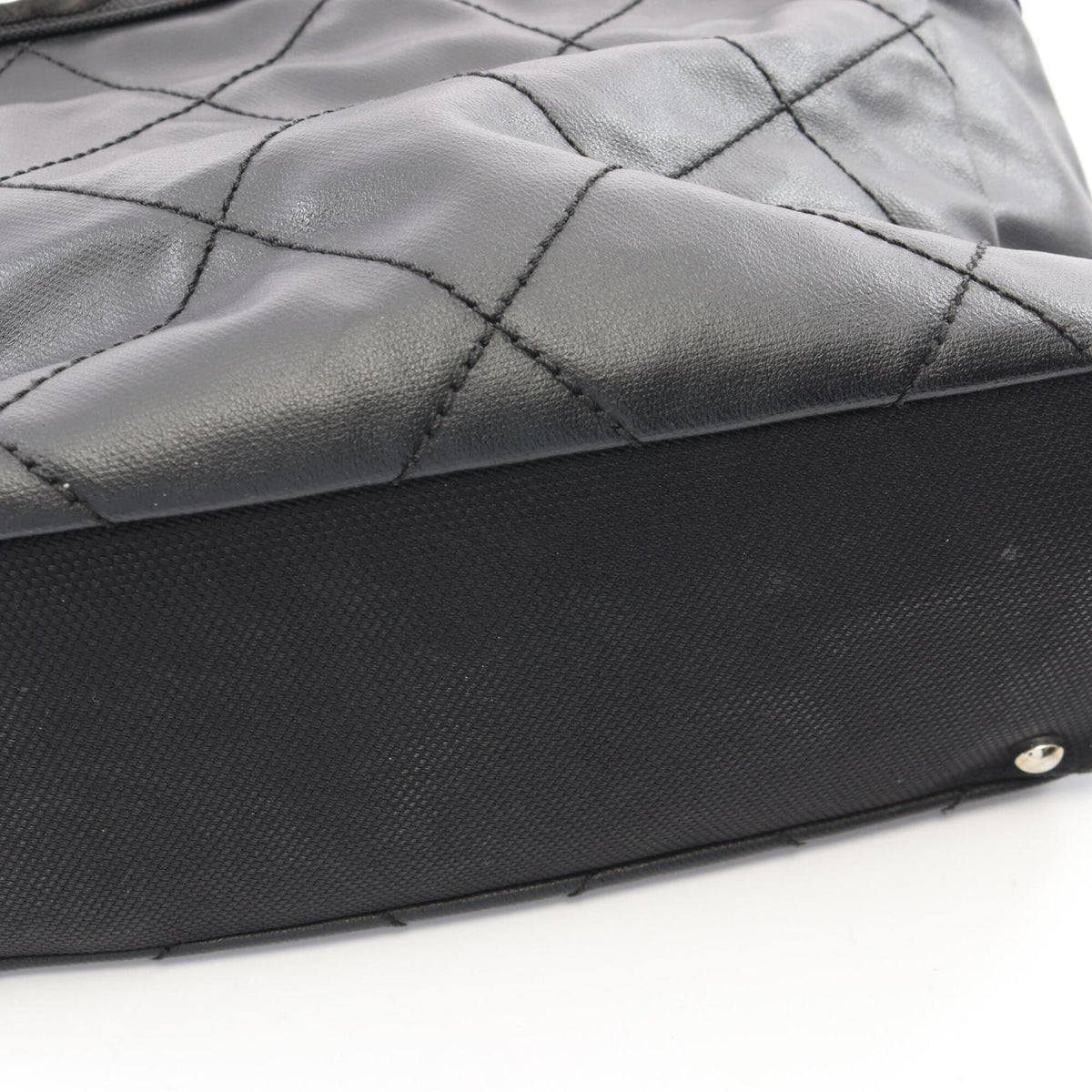 Chanel Black Coated Canvas Leather Handbag Tote Bag (Pre-Owned)