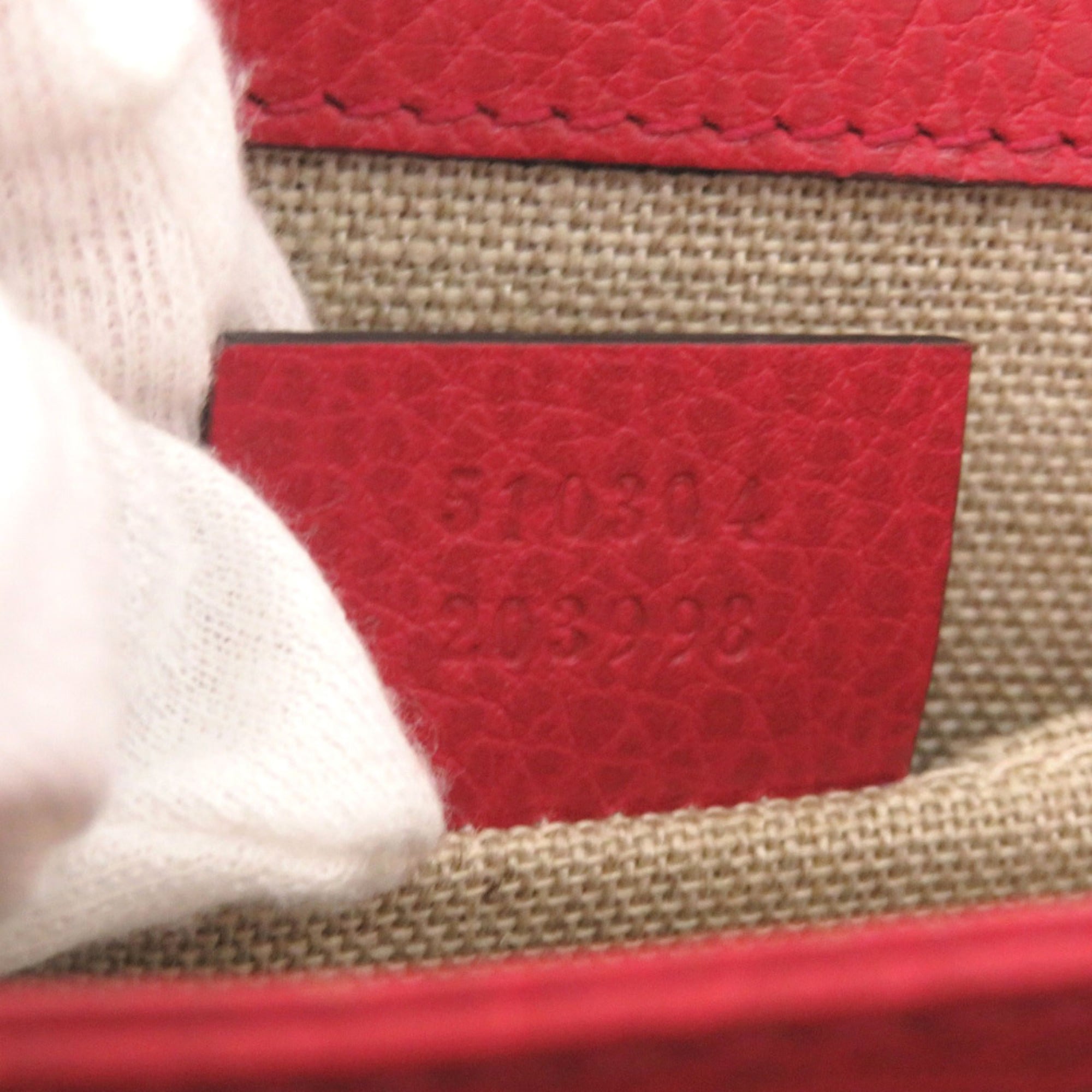 Gucci Red Color Leather Shoulder Bag (Pre-Owned)