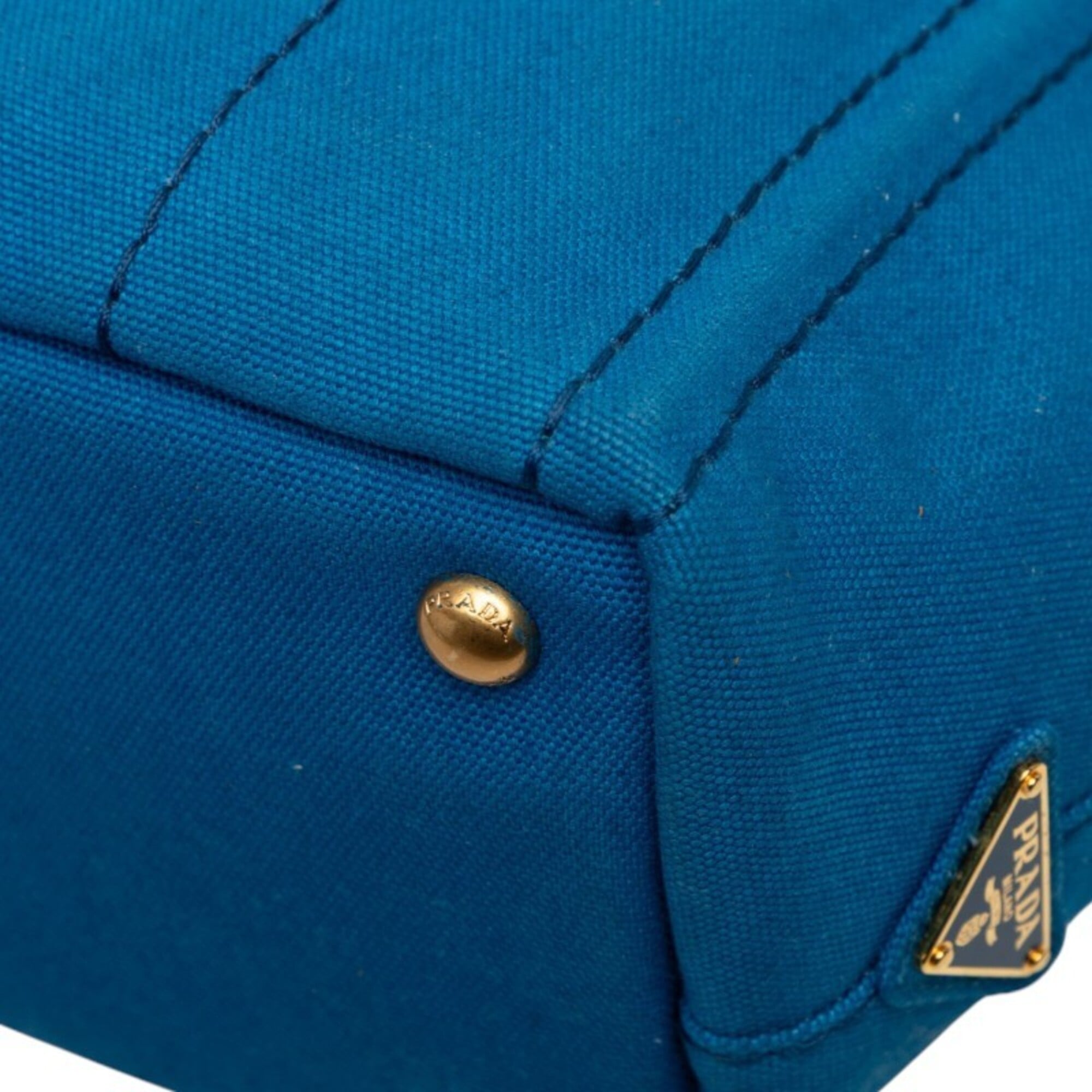 Prada Blue Canvas Handbag Shoulder Bag (Pre-Owned)