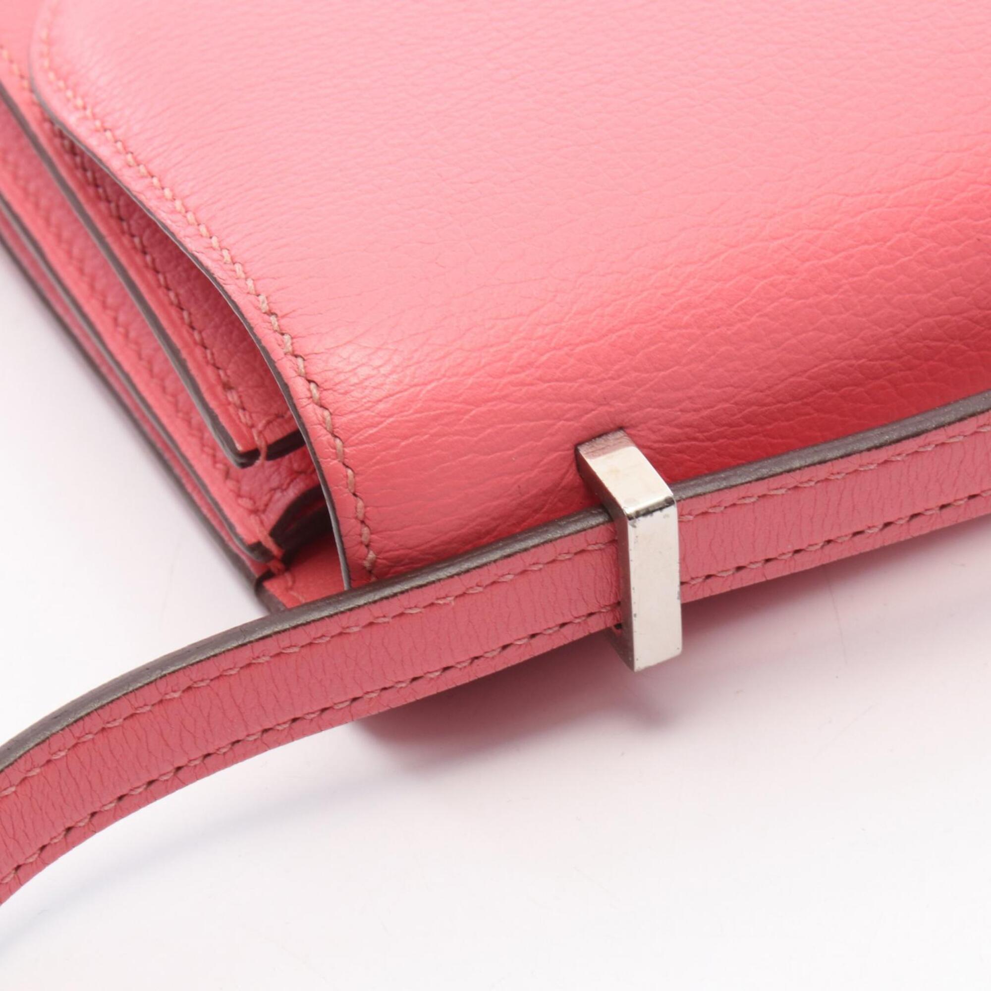 Hermes Pink Leather Handbag Shoulder Bag (Pre-Owned)