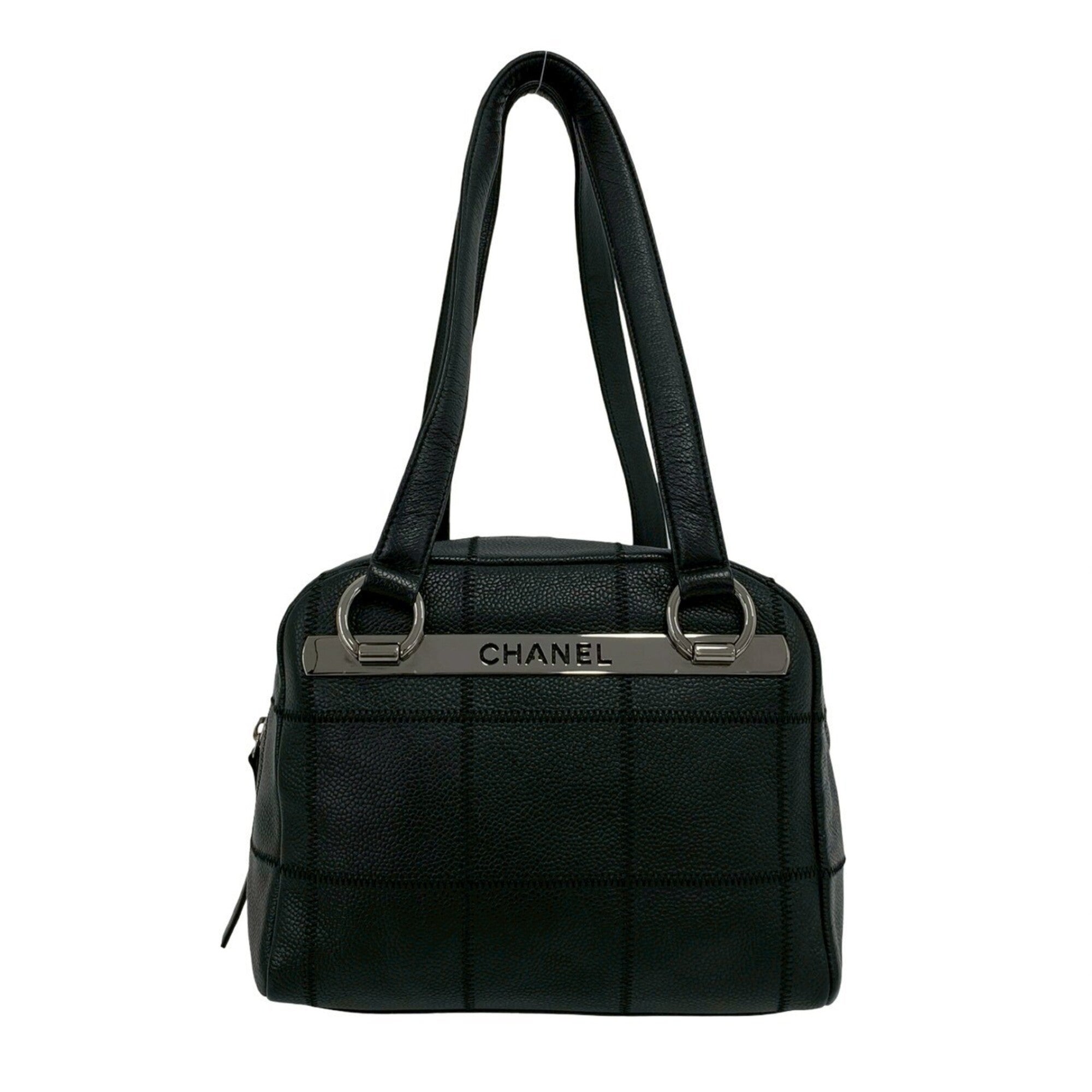 Chanel Black Grained Calfskin Handbag Shoulder Bag (Pre-Owned)