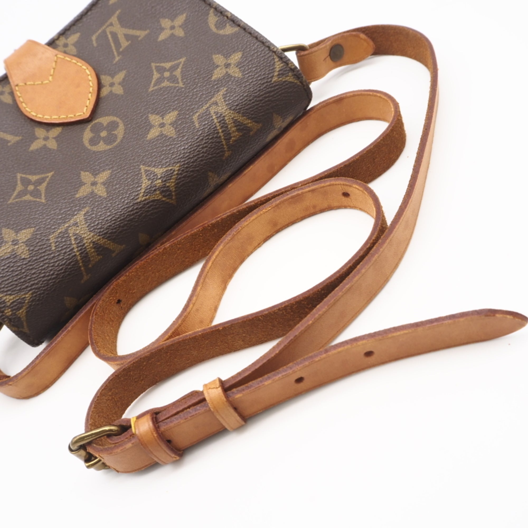 Louis Vuitton Monogram Beige Brown Coated Canvas Leather Shoulder Bag (Pre-Owned)