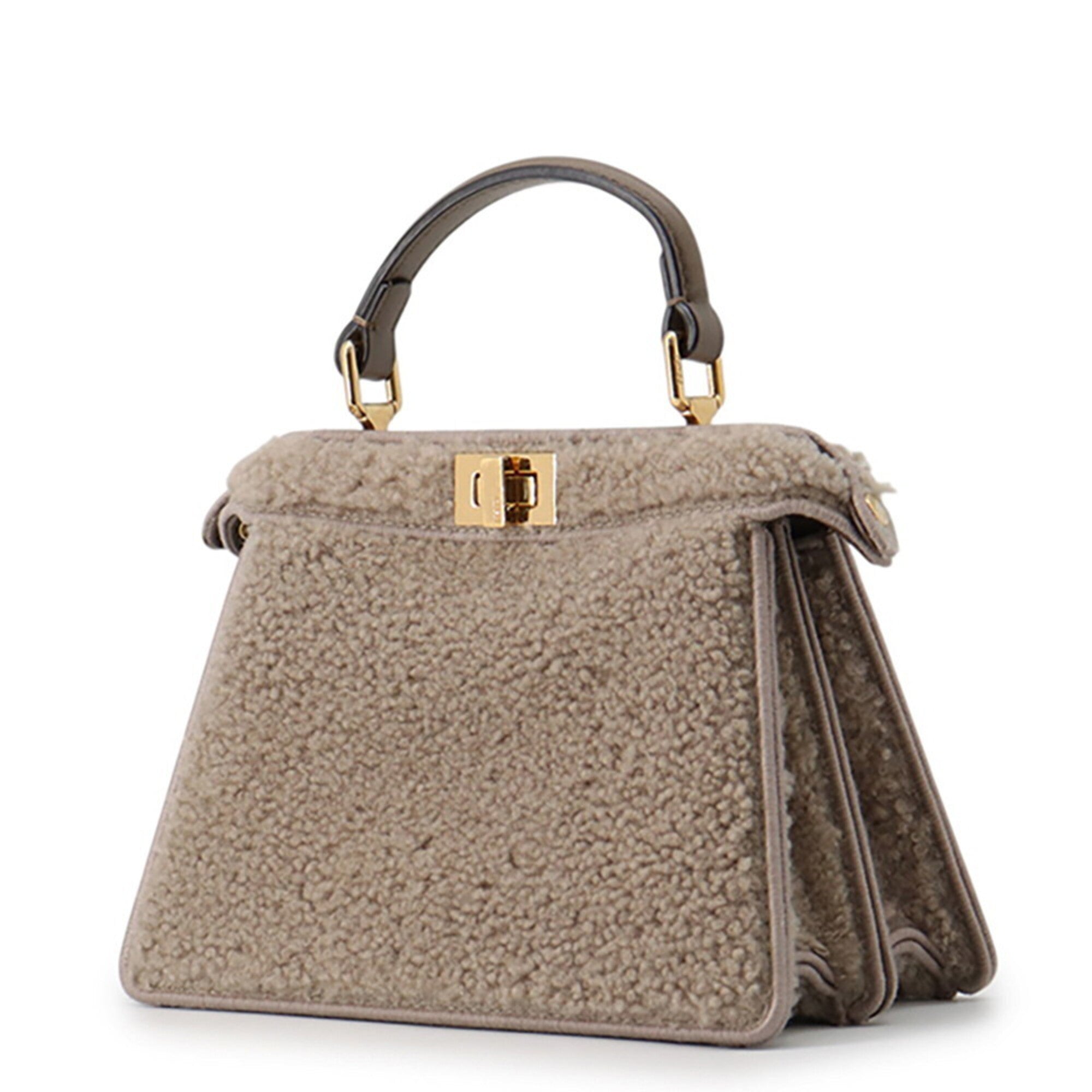 Fendi Peekaboo Gray Leather Handbag (Pre-Owned)