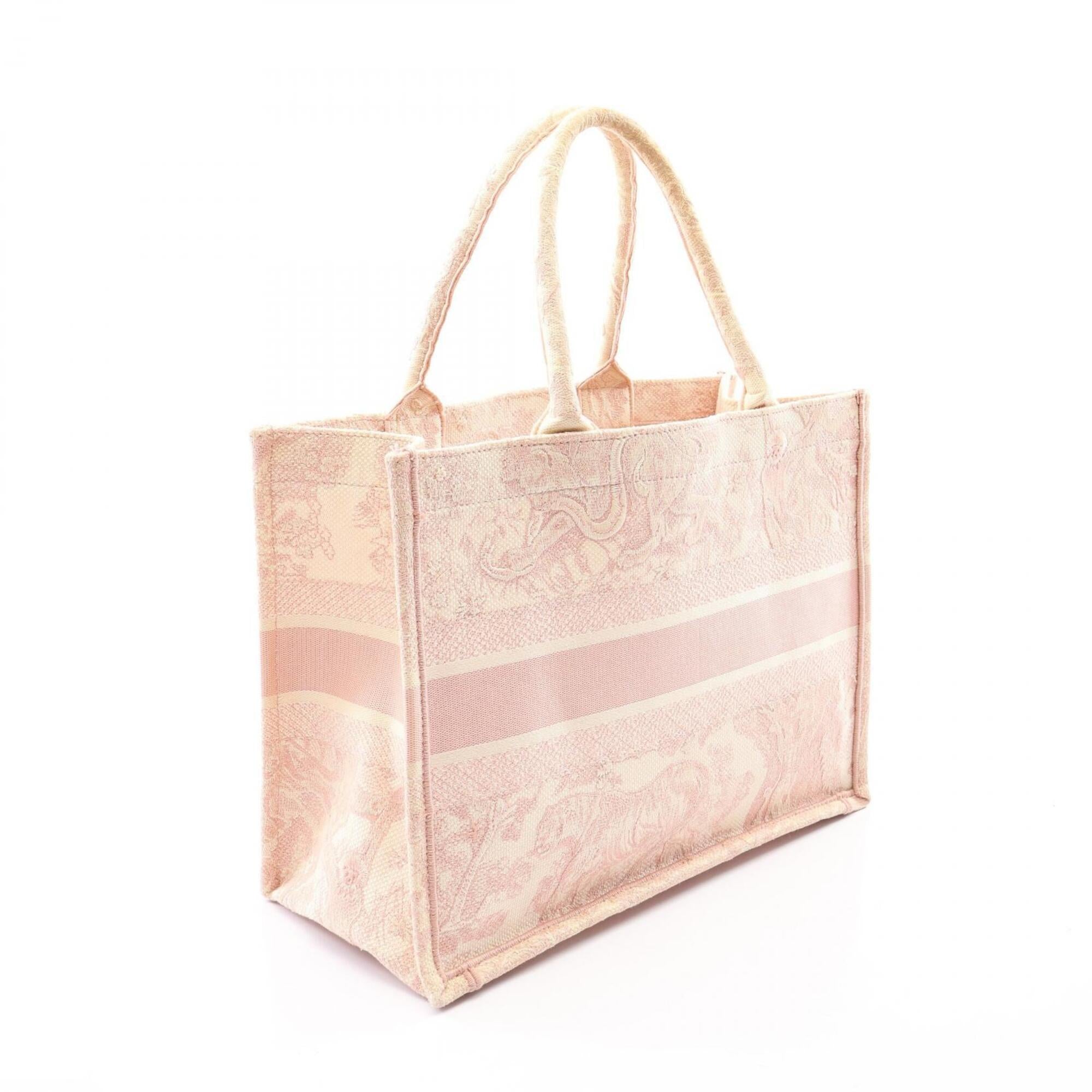 Christian Dior Ivory Pink Canvas Handbag Tote Bag (Pre-Owned)