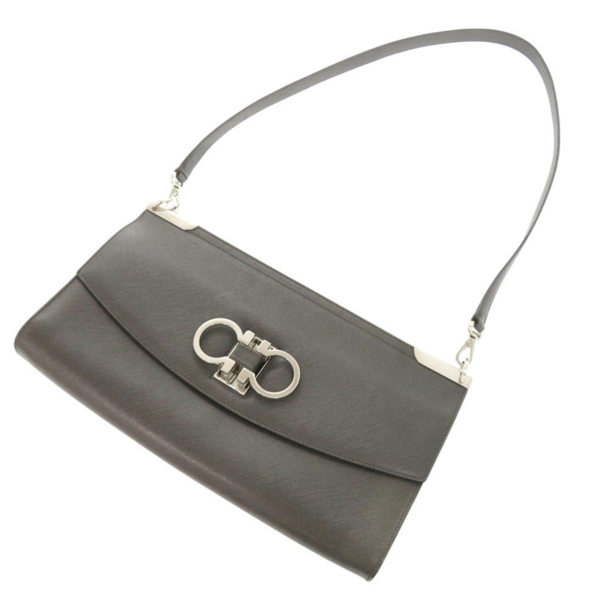 Salvatore Ferragamo Dark Gray Leather Shoulder Bag (Pre-Owned)